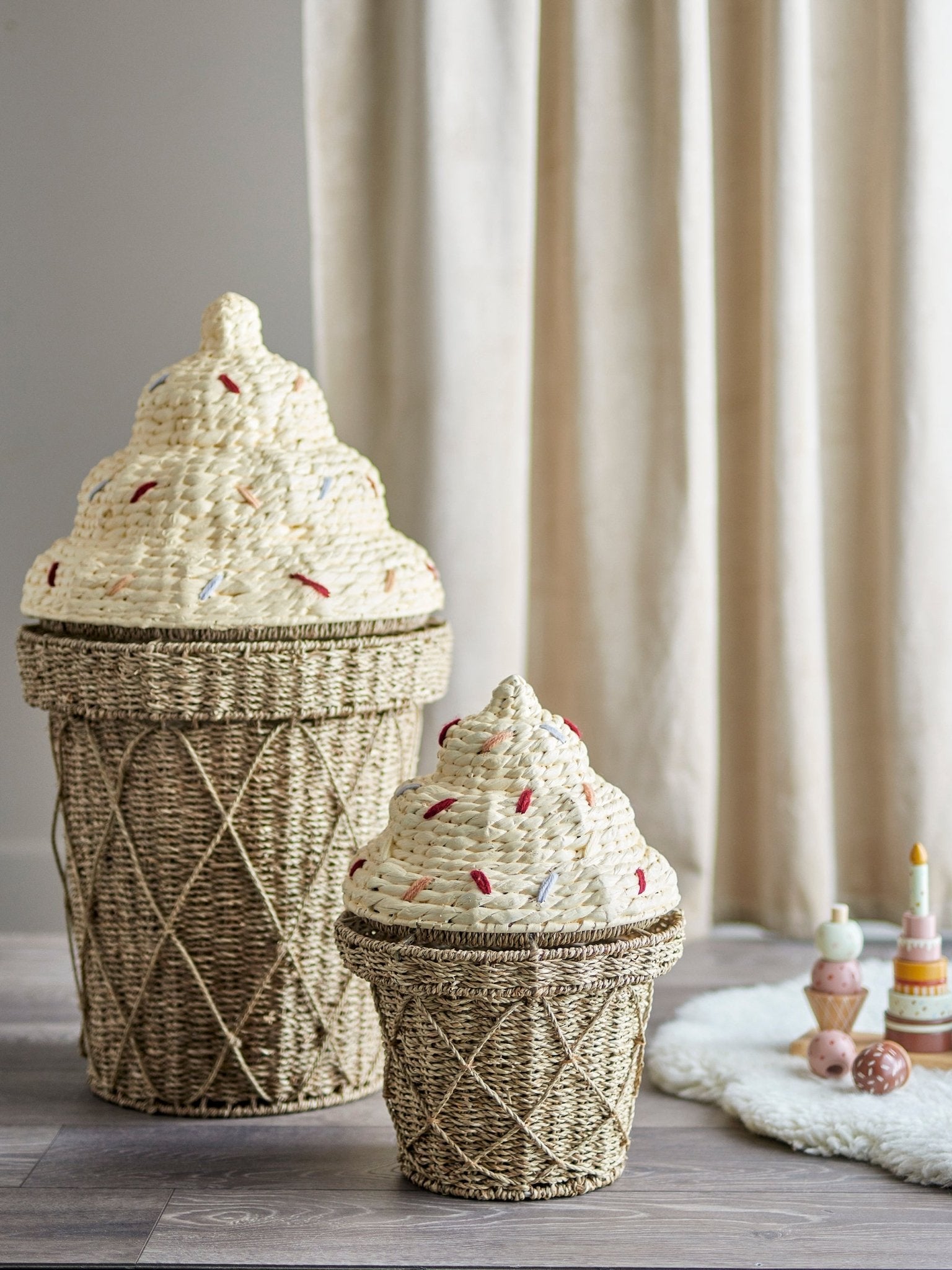 Kosz na zabawki Cillie duży z pokrywką lody Bloomingville Mini