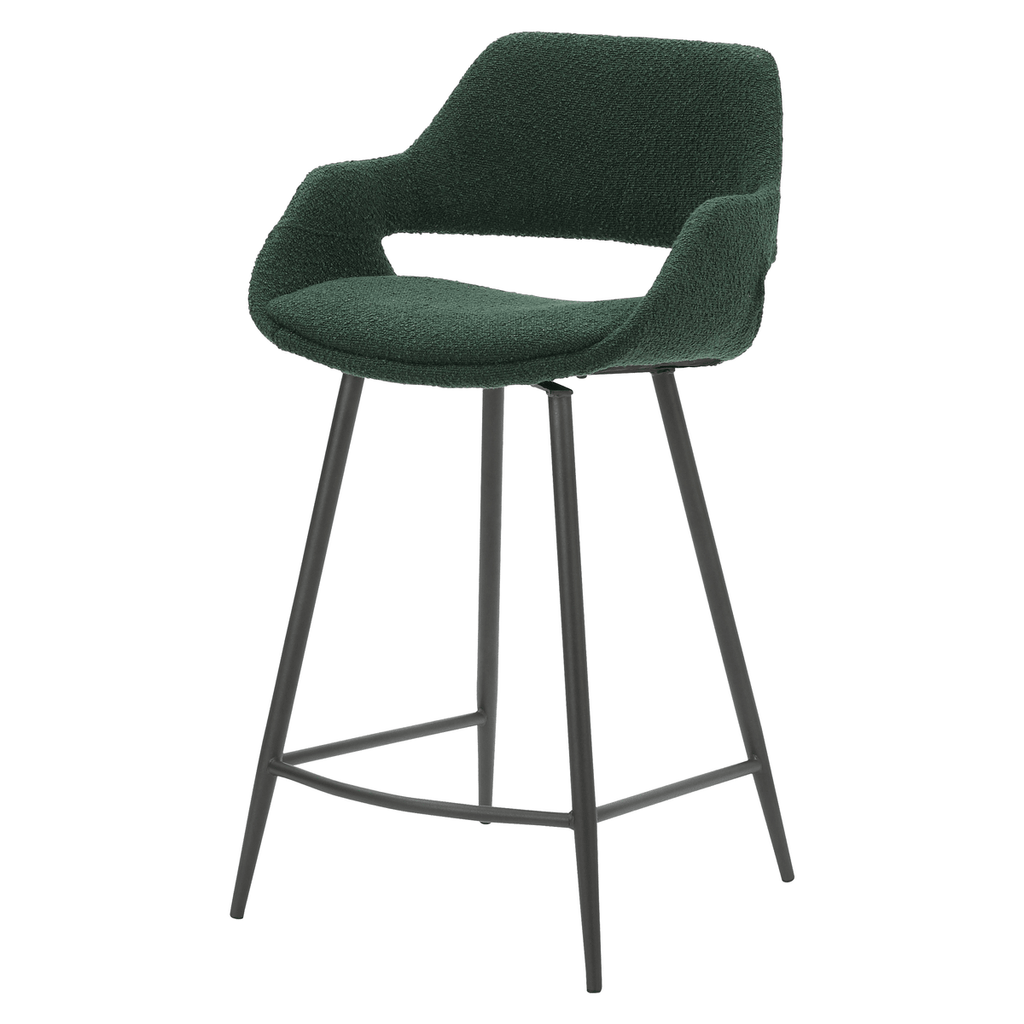 Krzesło barowe Esmee boucle siedzisko 65 cm ciemna zieleń Zago