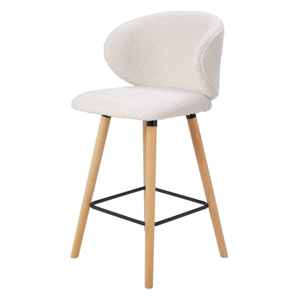 Krzesło barowe Tiago białe boucle siedzisko 65 cm Zago
