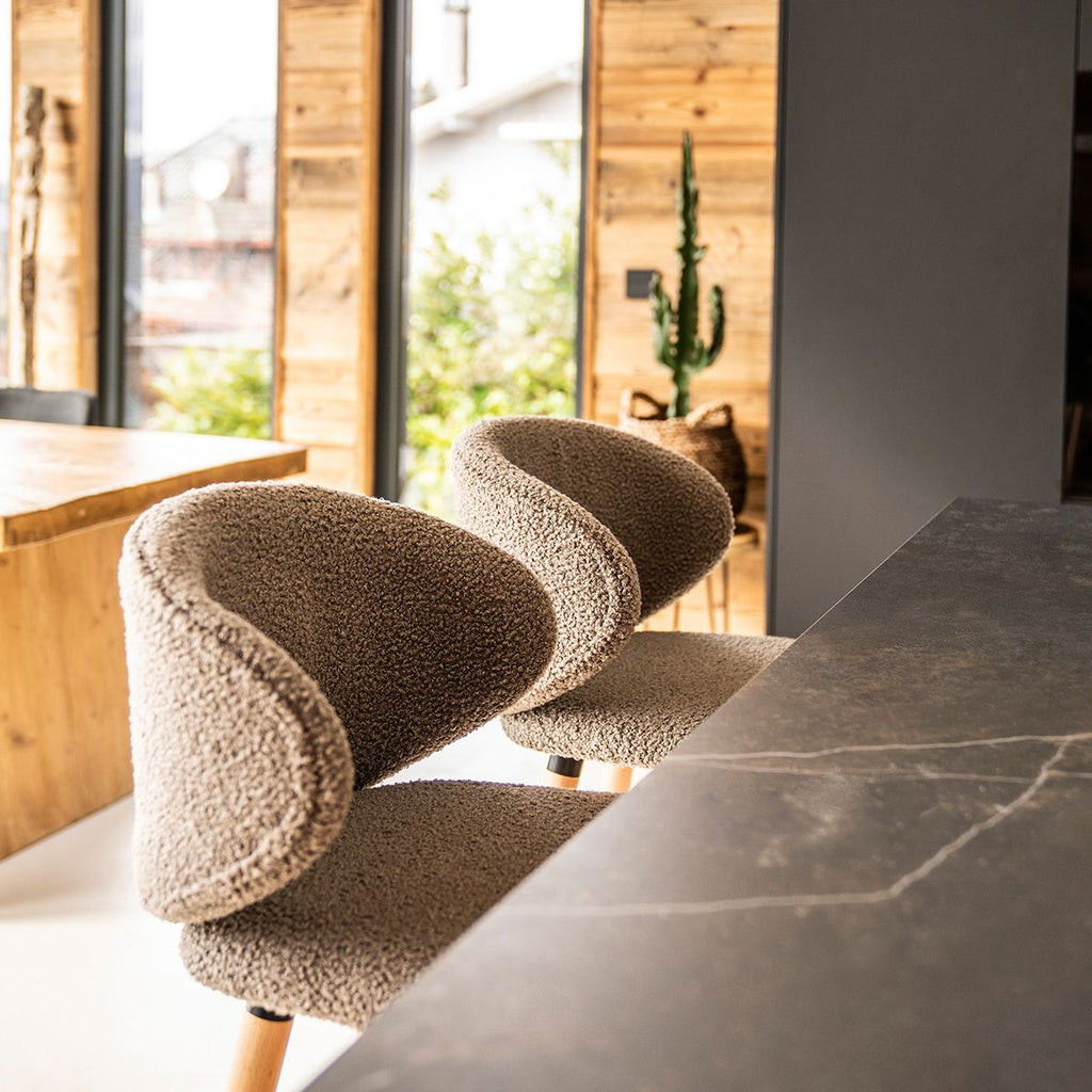Krzesło barowe Tiago taupe boucle siedzisko 65 cm Zago