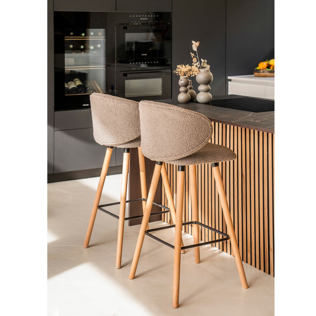 Krzesło barowe Tiago taupe boucle siedzisko 75 cm Zago
