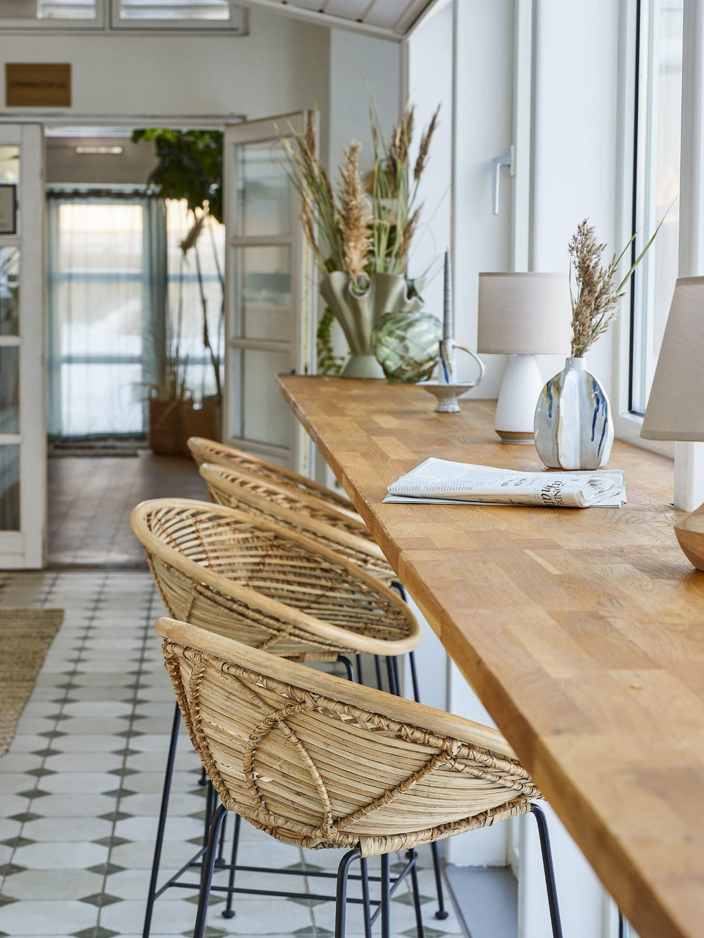 Krzesło barowe Yonne naturalny rattan Bloomingville