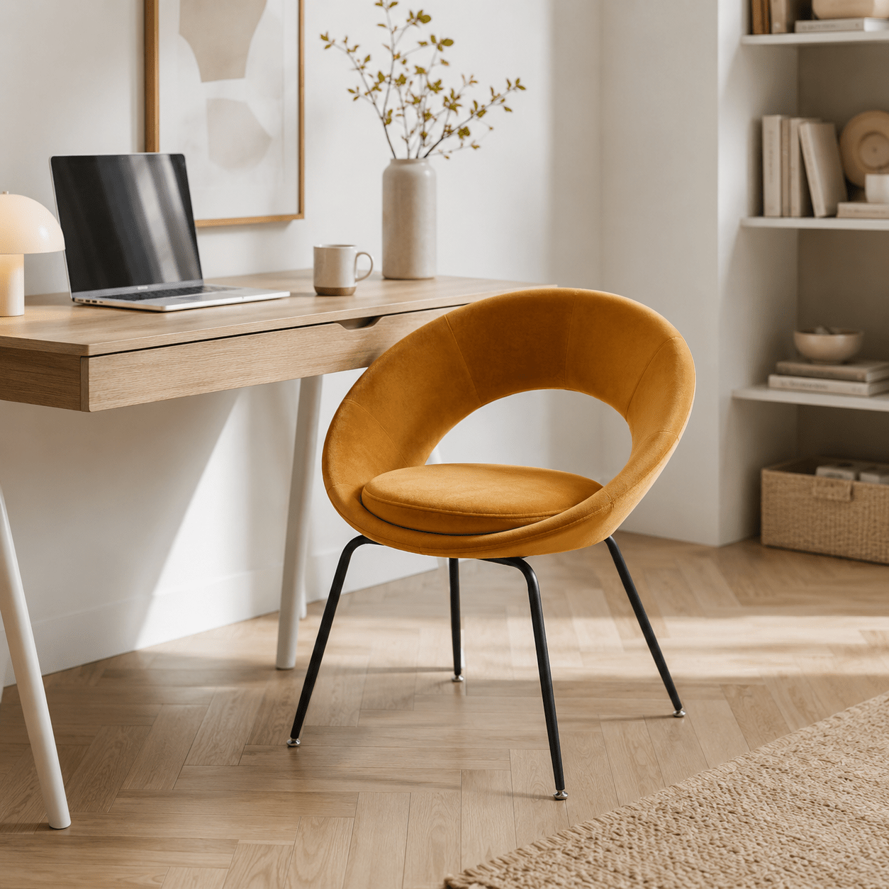 Krzesło do home office Met Ochre welurowe J - LINE