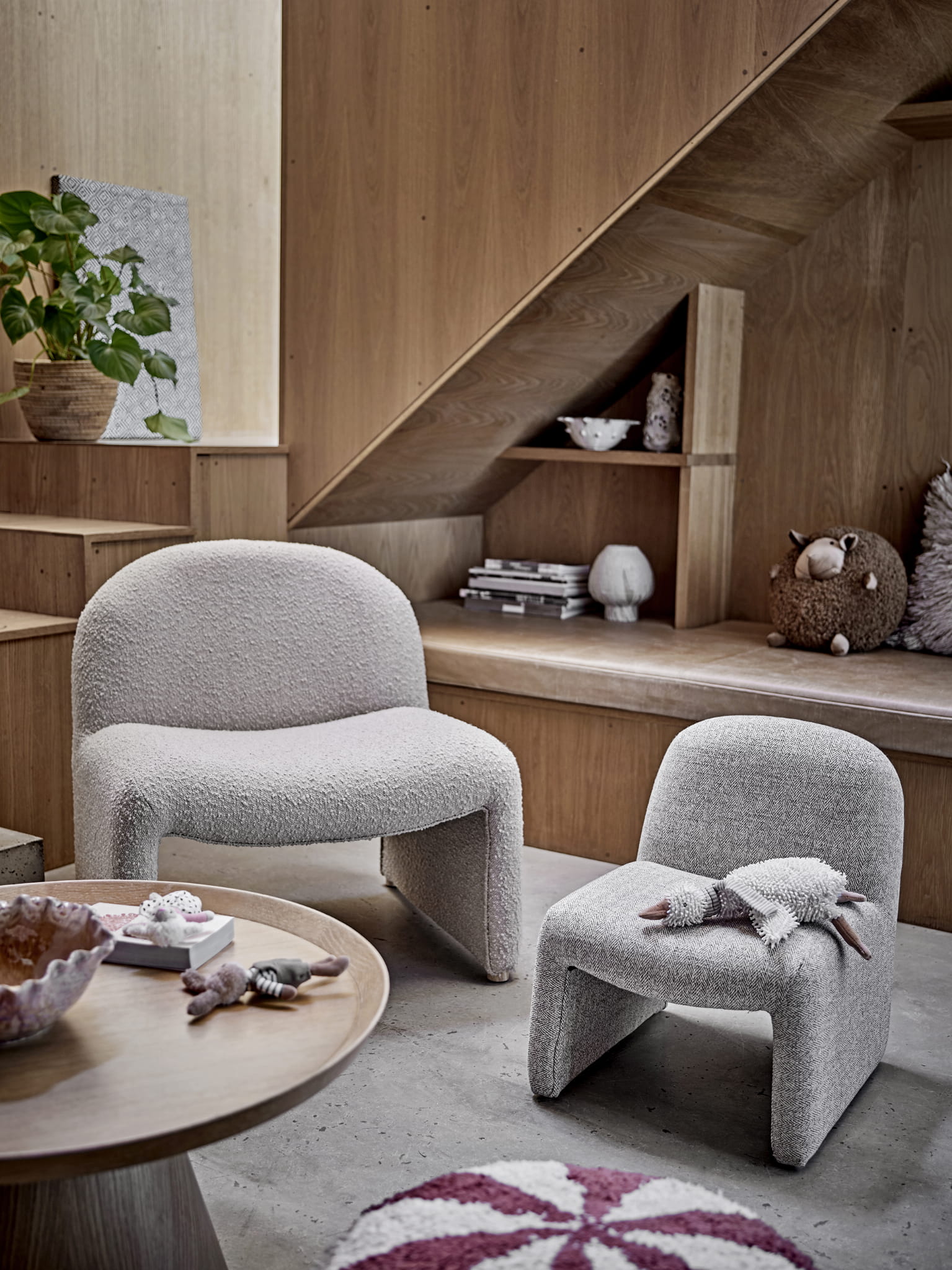 Krzesło dziecięce Neel boucle fotel jasnoszare Bloomingville Mini