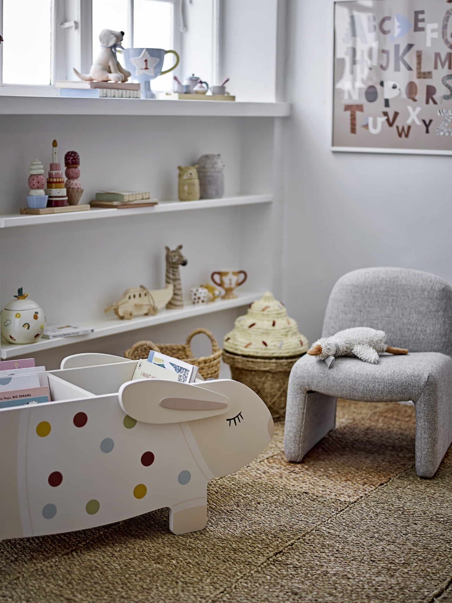 Krzesło dziecięce Neel boucle fotel jasnoszare Bloomingville Mini