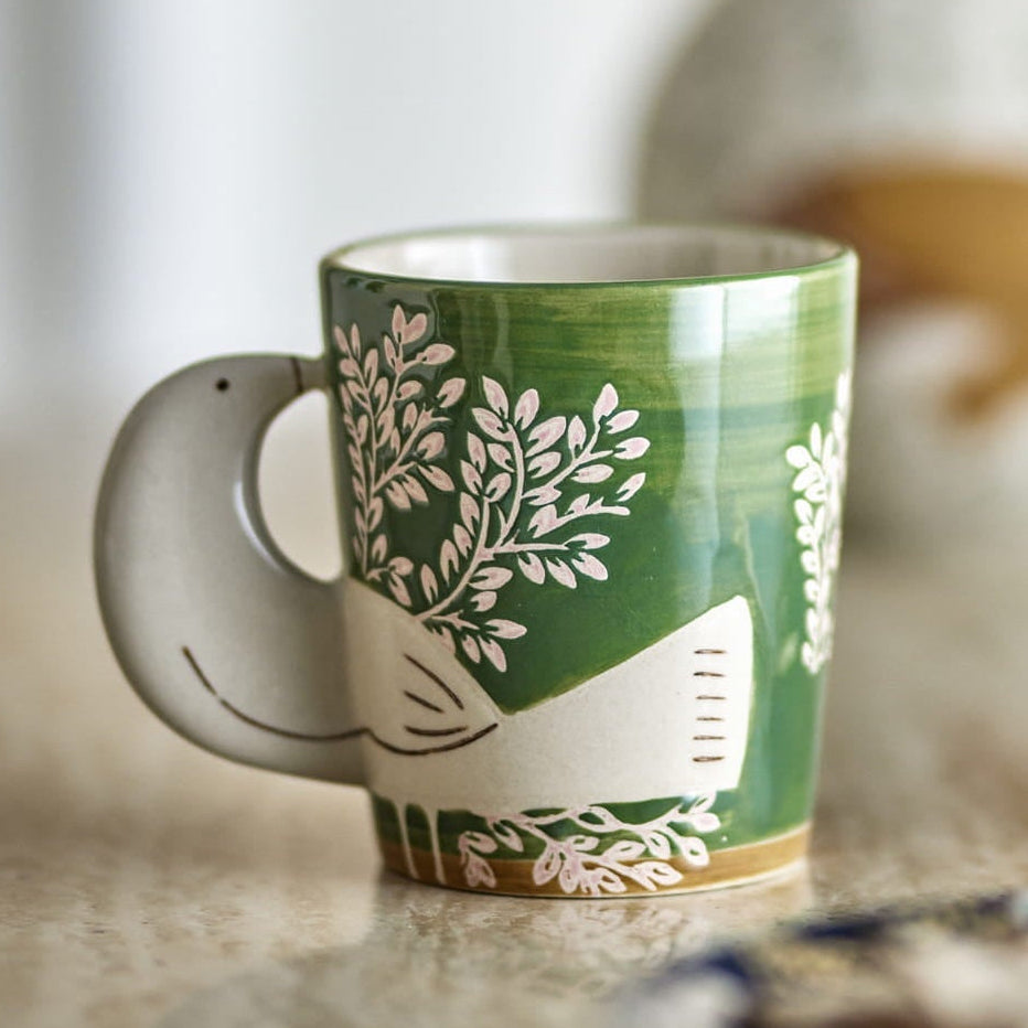 Kubek Hezha zielony 260 ml ptaki