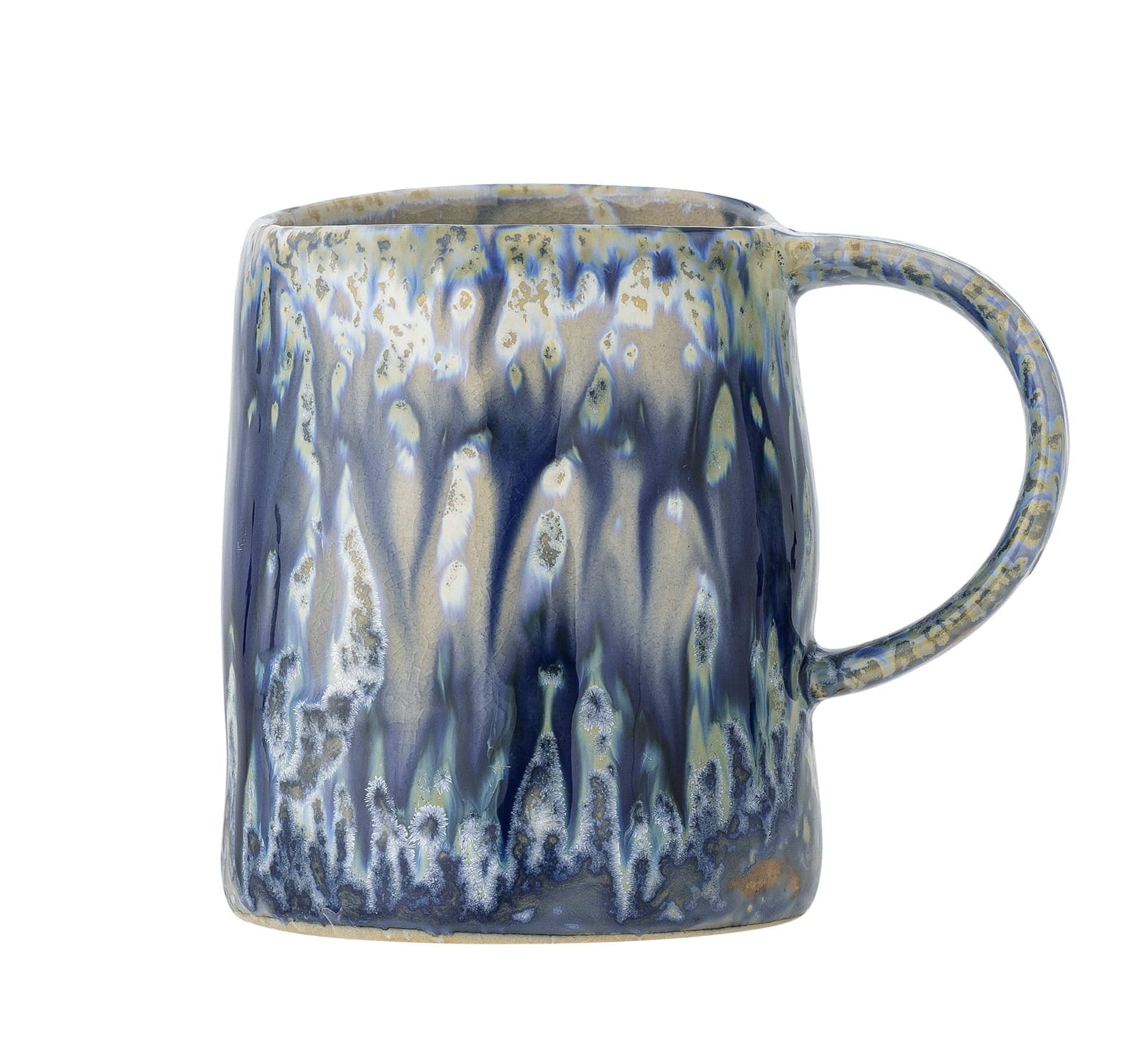 Kubek Yori niebieski 450 ml kamionka 8x11 cm Handmade granat Bloomingville na prezent Bloomingville