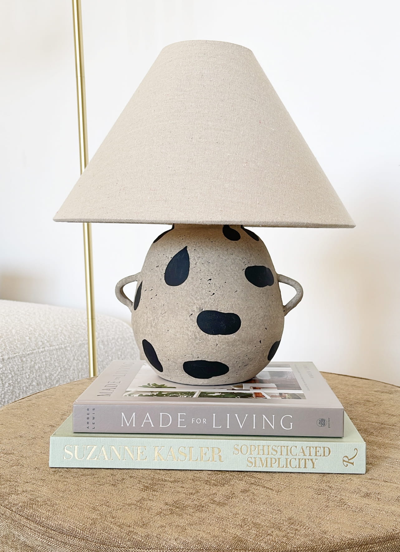 Lampa Nellie kamionka w kropki Śr. 33x37 cm Bloomingville Wabi sabi Bloomingville