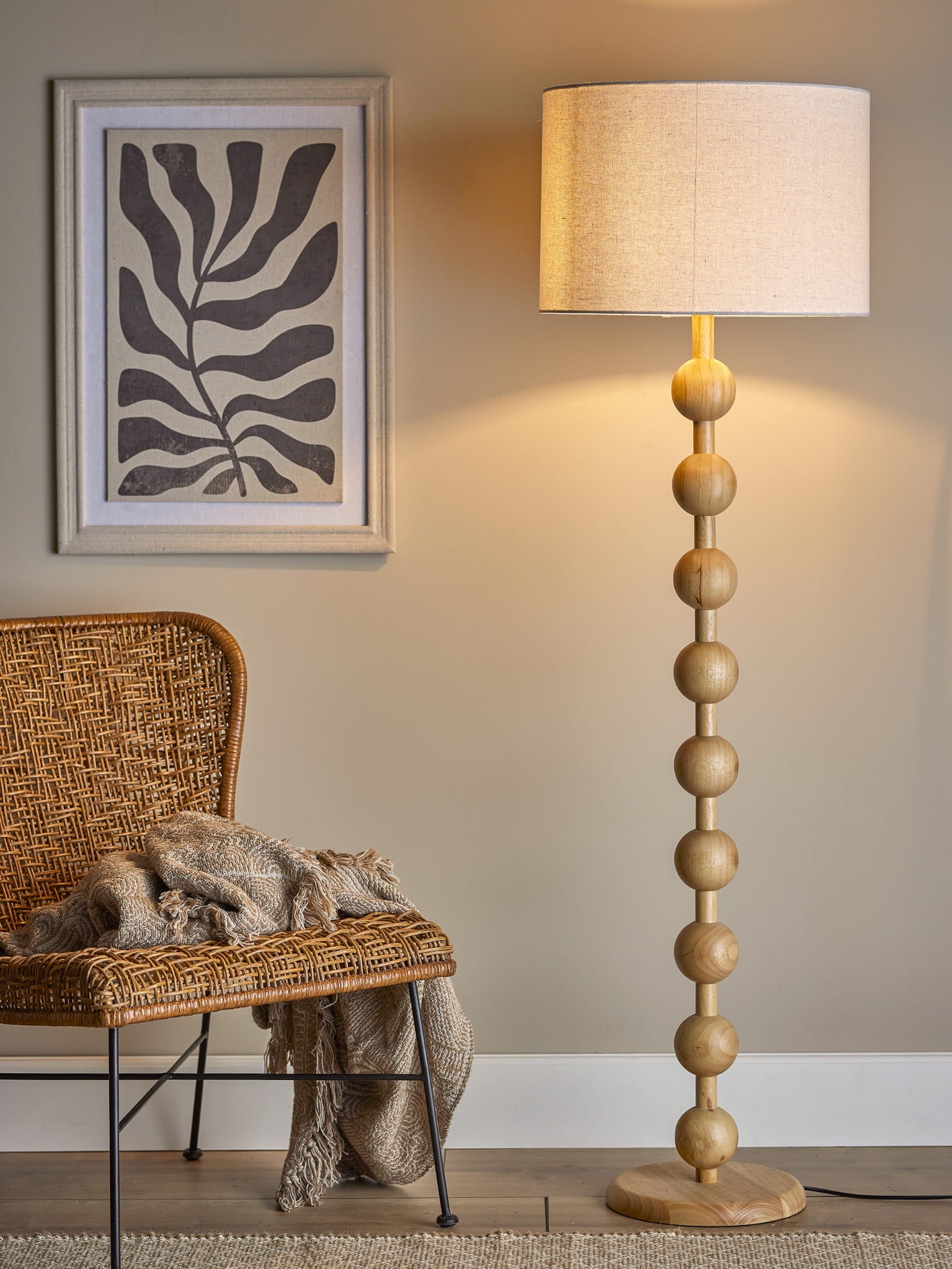 Lampa podłogowa Giacoma naturalny Drewno kauczukowe Bloomingville
