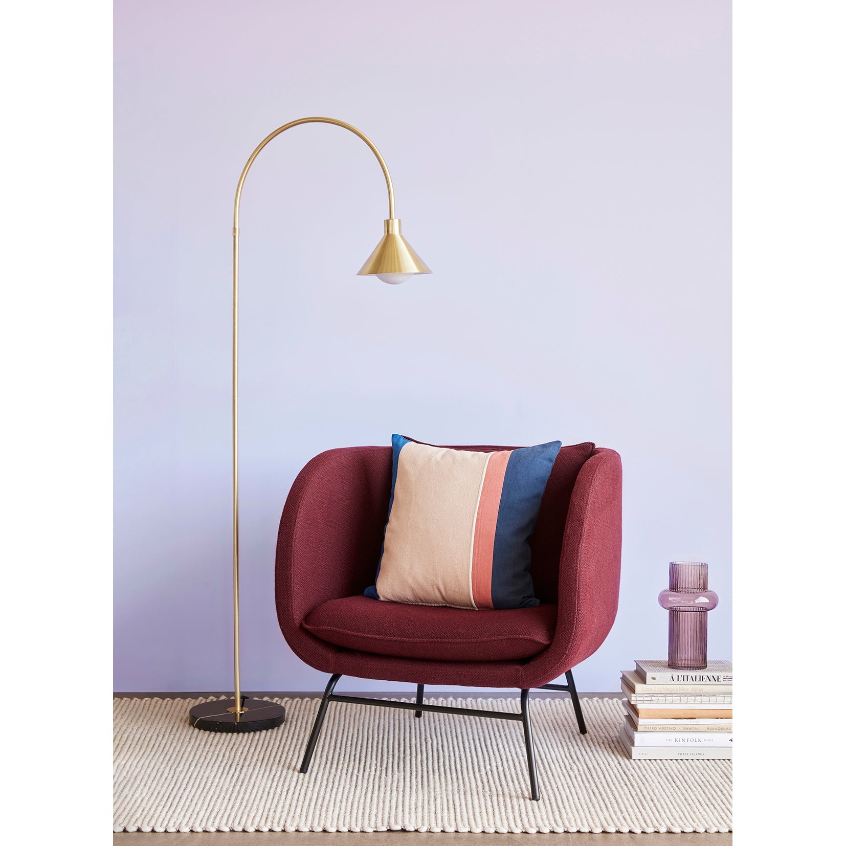 Lampa podłogowa Pipe złota marmur 168 cm Hübsch
