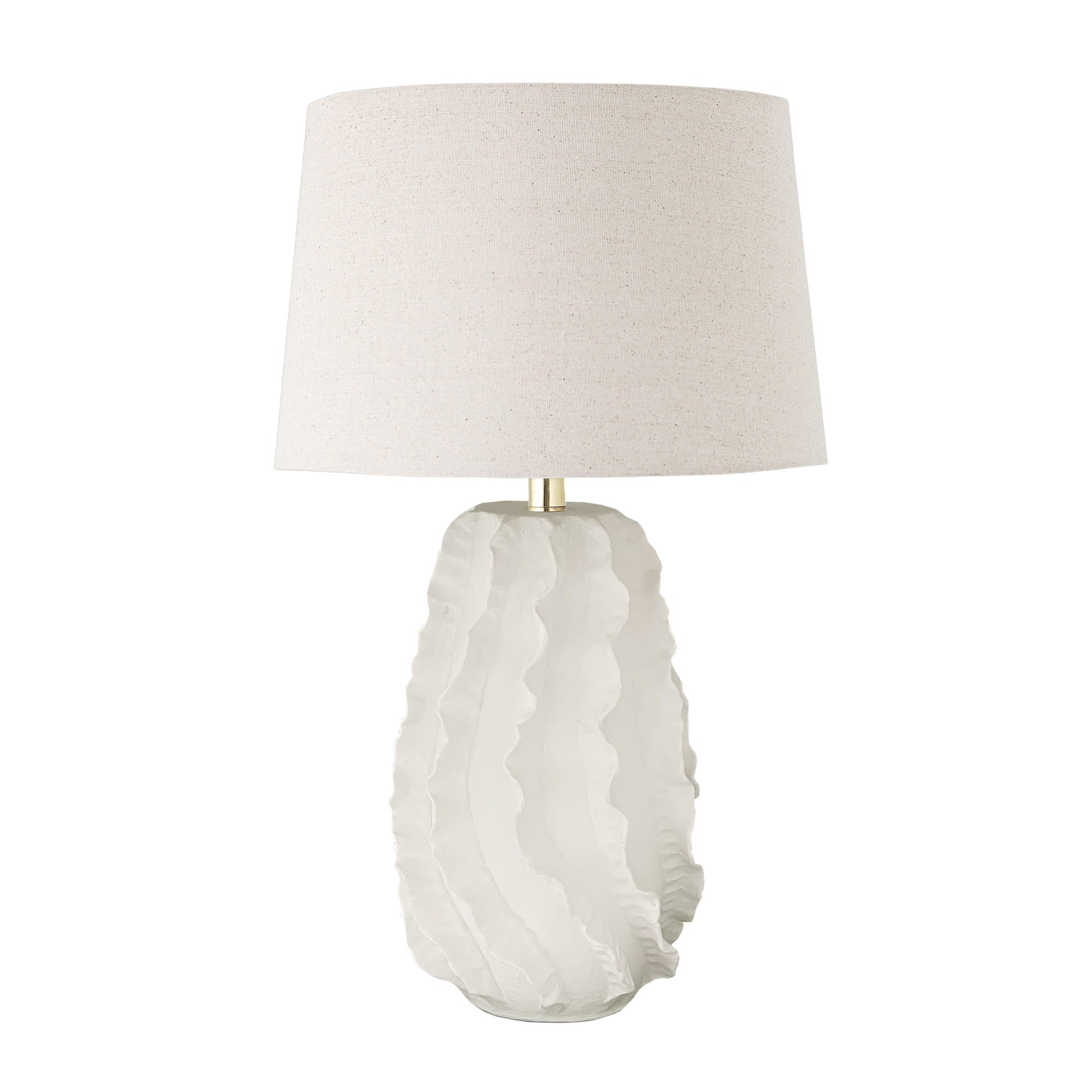 Lampa stołowa Blanca płócienny abażur biała kamionka THE HOMECEPT
