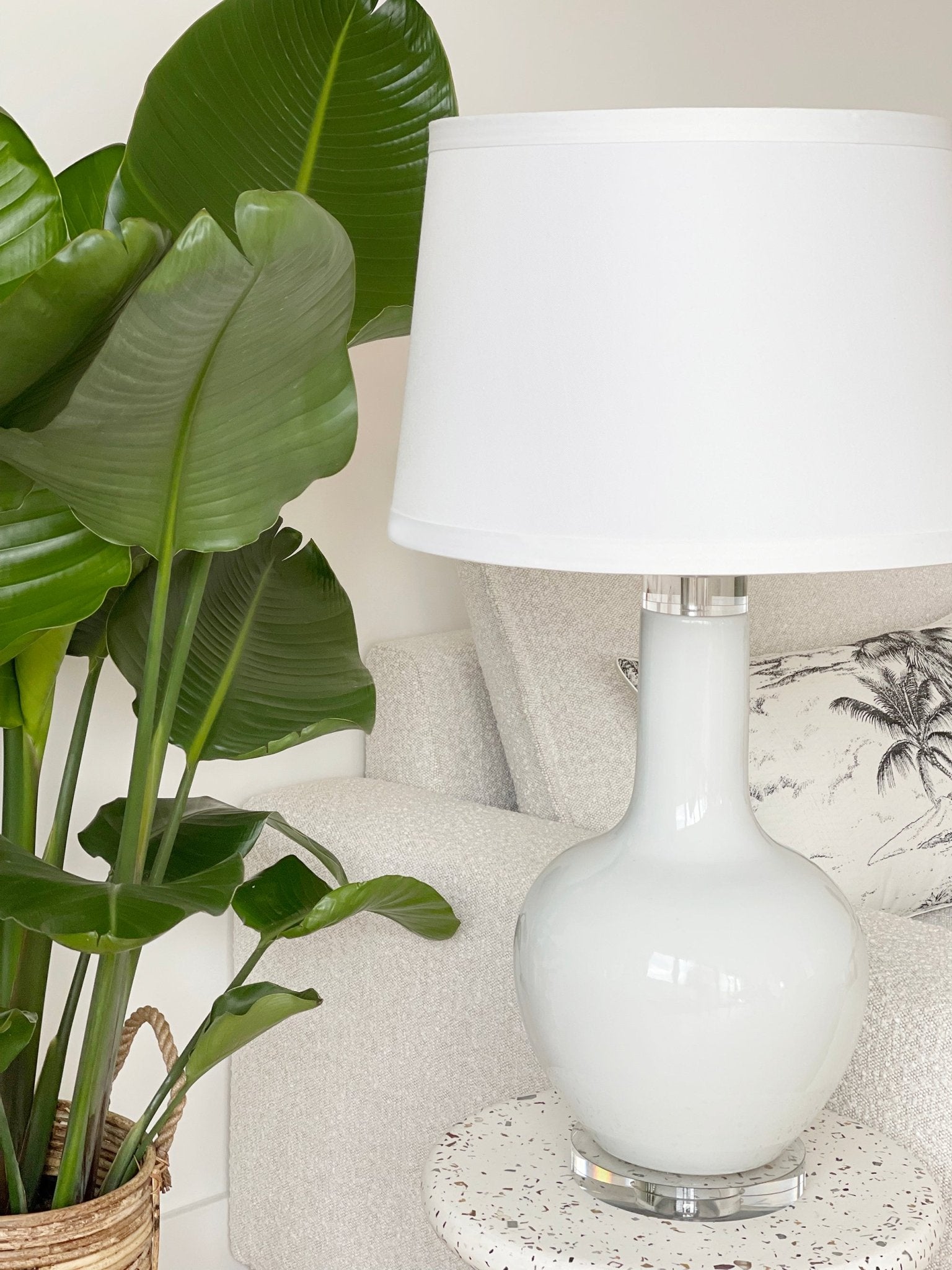 Lampa stołowa Khloe 75 cm ceramiczna szary gołębi THE HOMECEPT