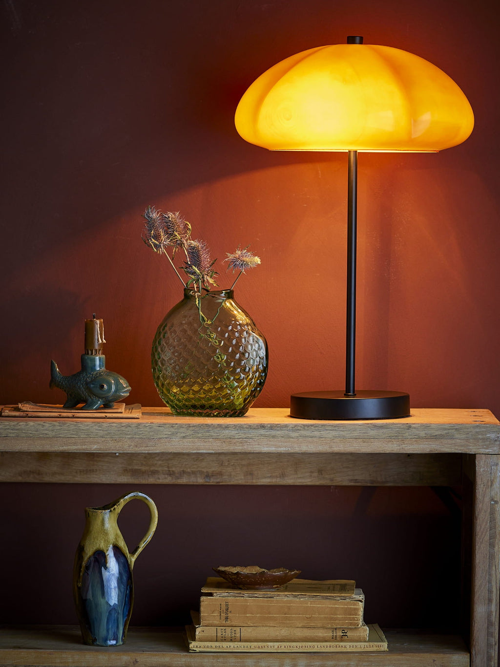 Lampa stołowa Kinoko żółta metalowa Bloomingville
