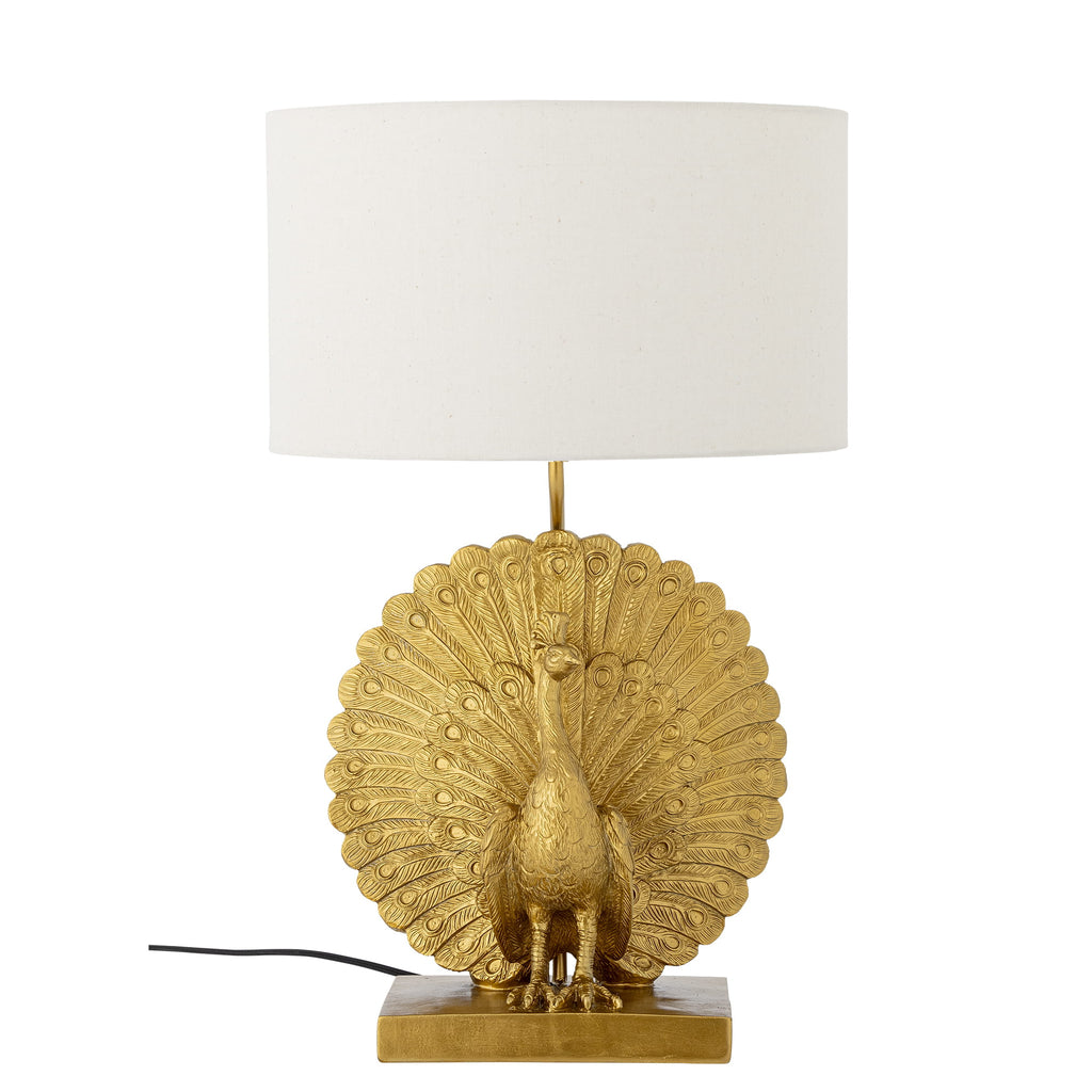 Lampa stołowa Peacock złota żywica poliestrowa Bloomingville