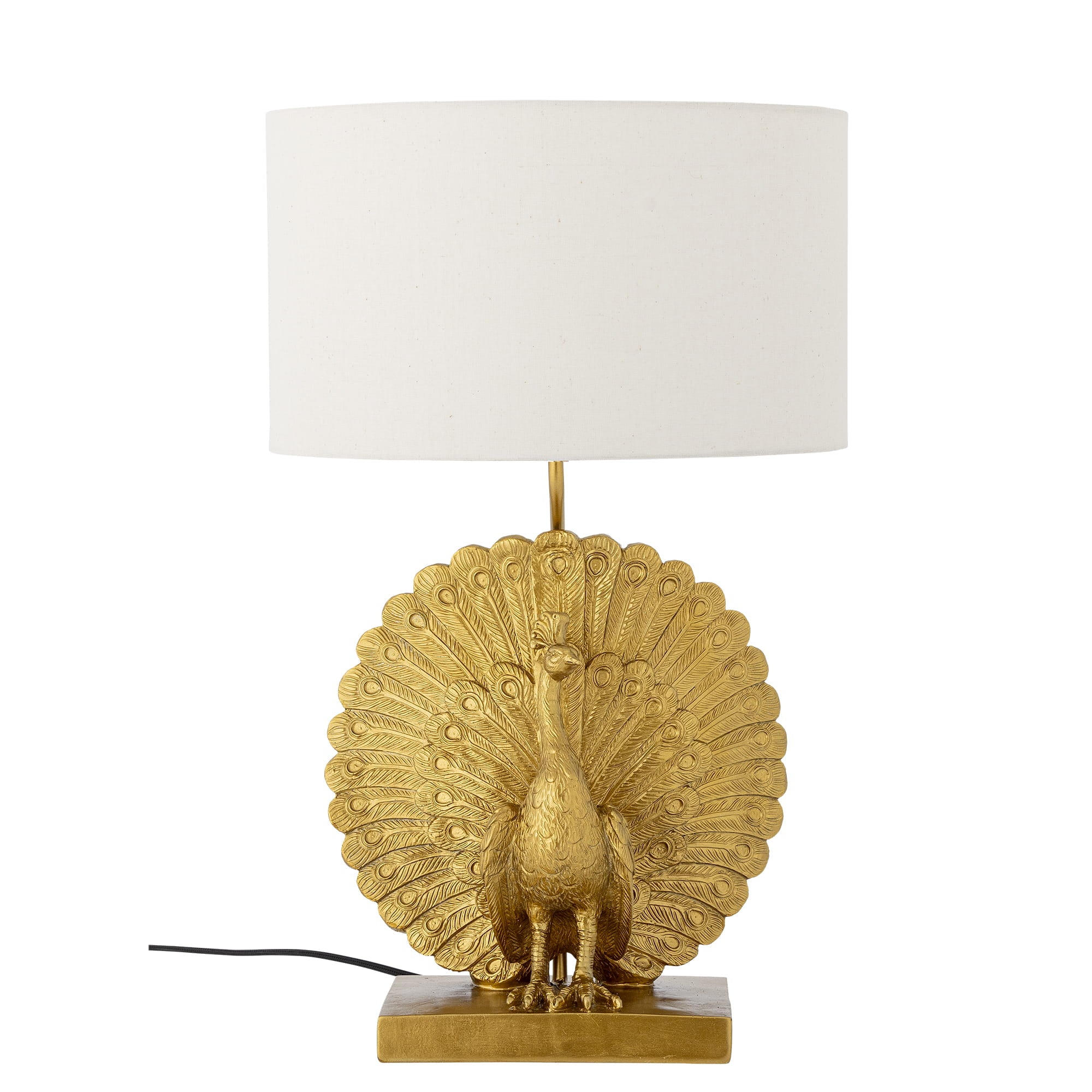 Lampa stołowa Peacock złota żywica poliestrowa Bloomingville