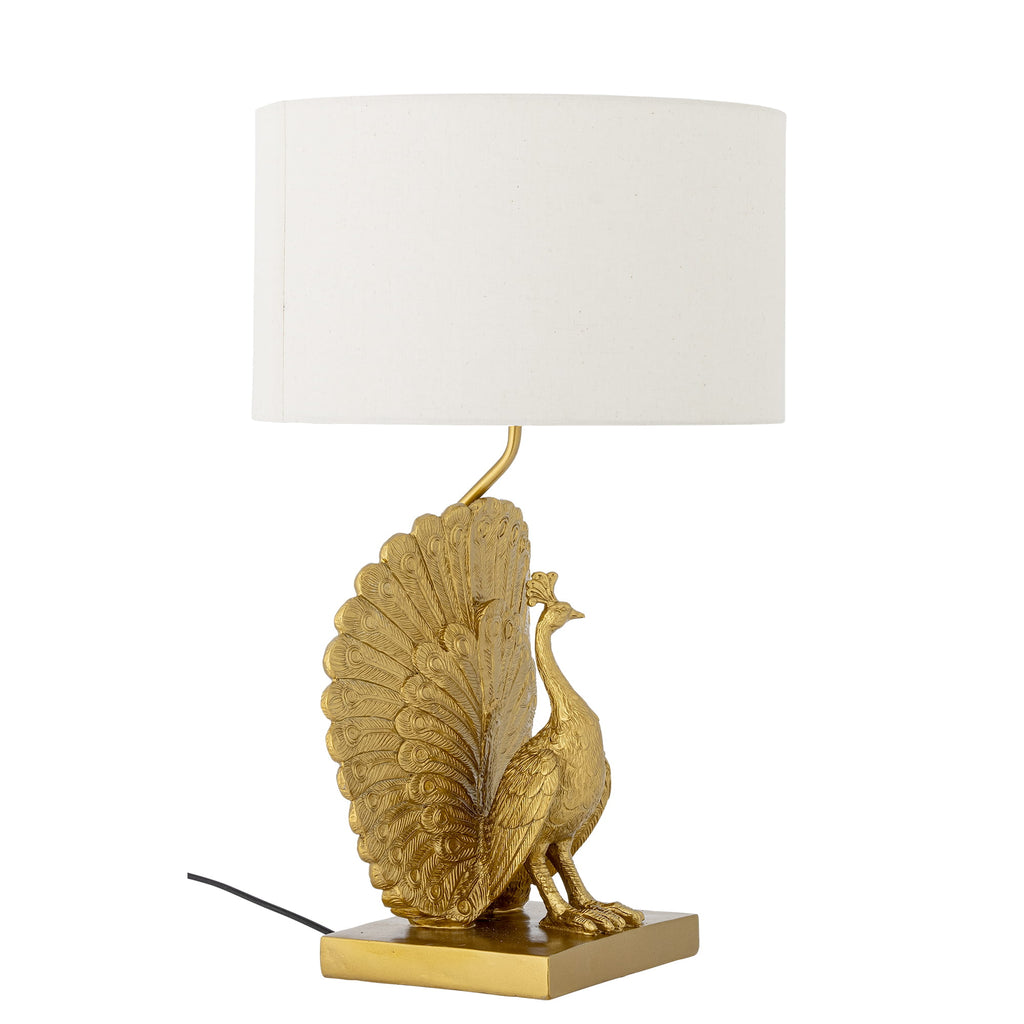 Lampa stołowa Peacock złota żywica poliestrowa Bloomingville