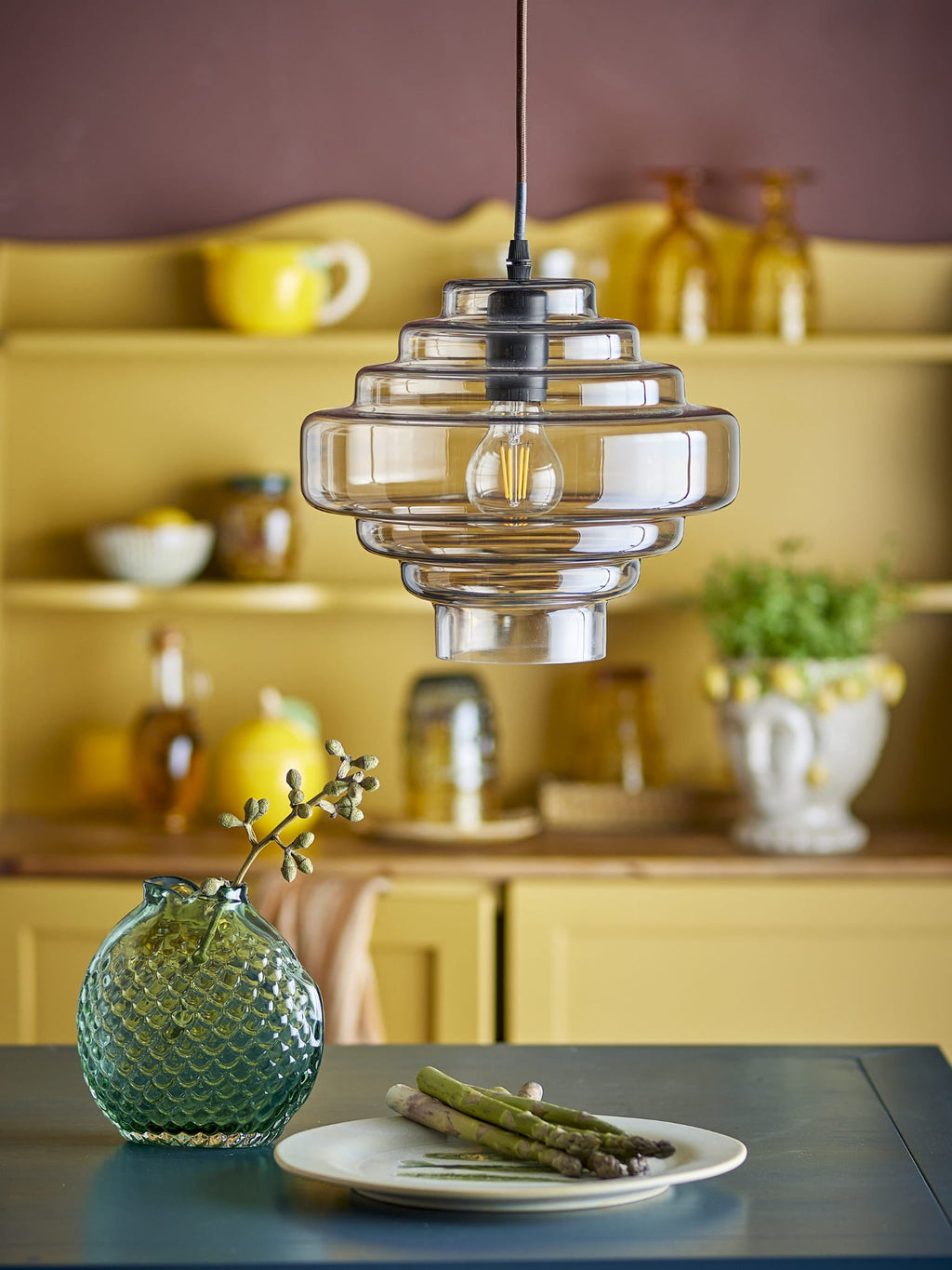 Lampa wisząca Ilua brązowa szkło Bloomingville
