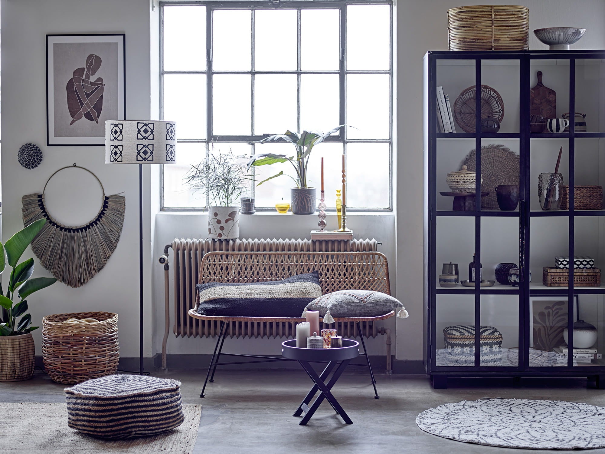 Ławka Hallie naturalny Rattan Bloomingville