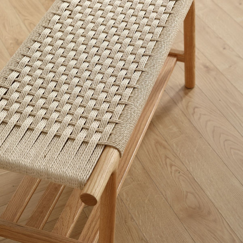 Ławka Zuma z półką dębowa 90x35xh43cm Zago