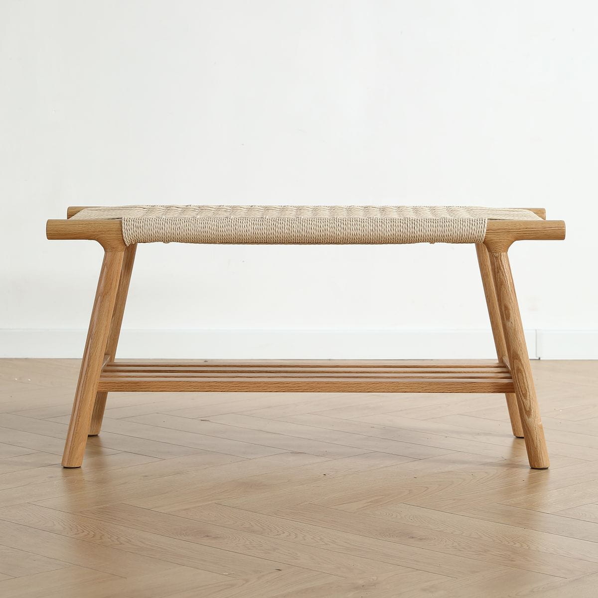 Ławka Zuma z półką dębowa 90x35xh43cm Zago
