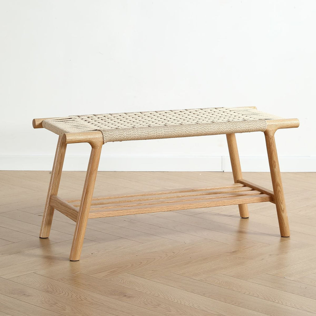 Ławka Zuma z półką dębowa 90x35xh43cm Zago
