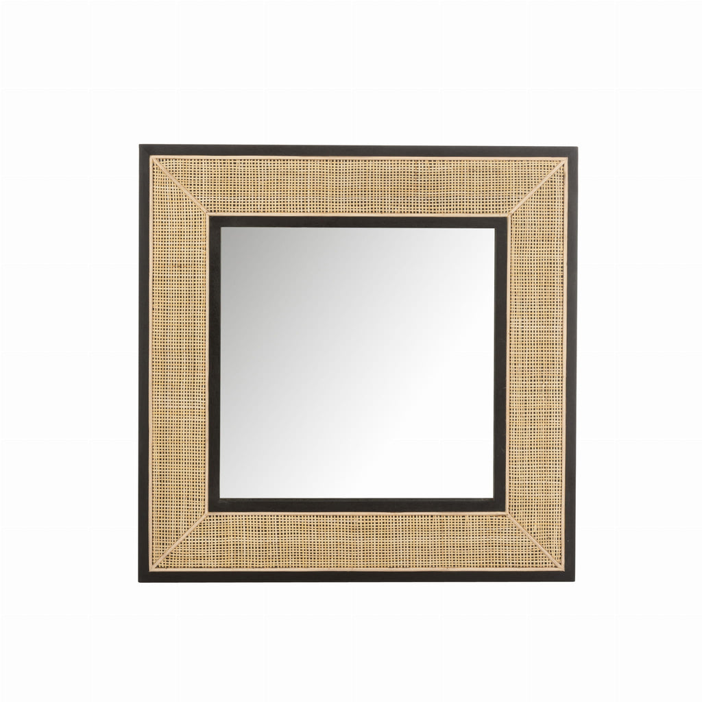 Lustro Molly w ramie z drewna i rattanu 80x80 cm J - LINE