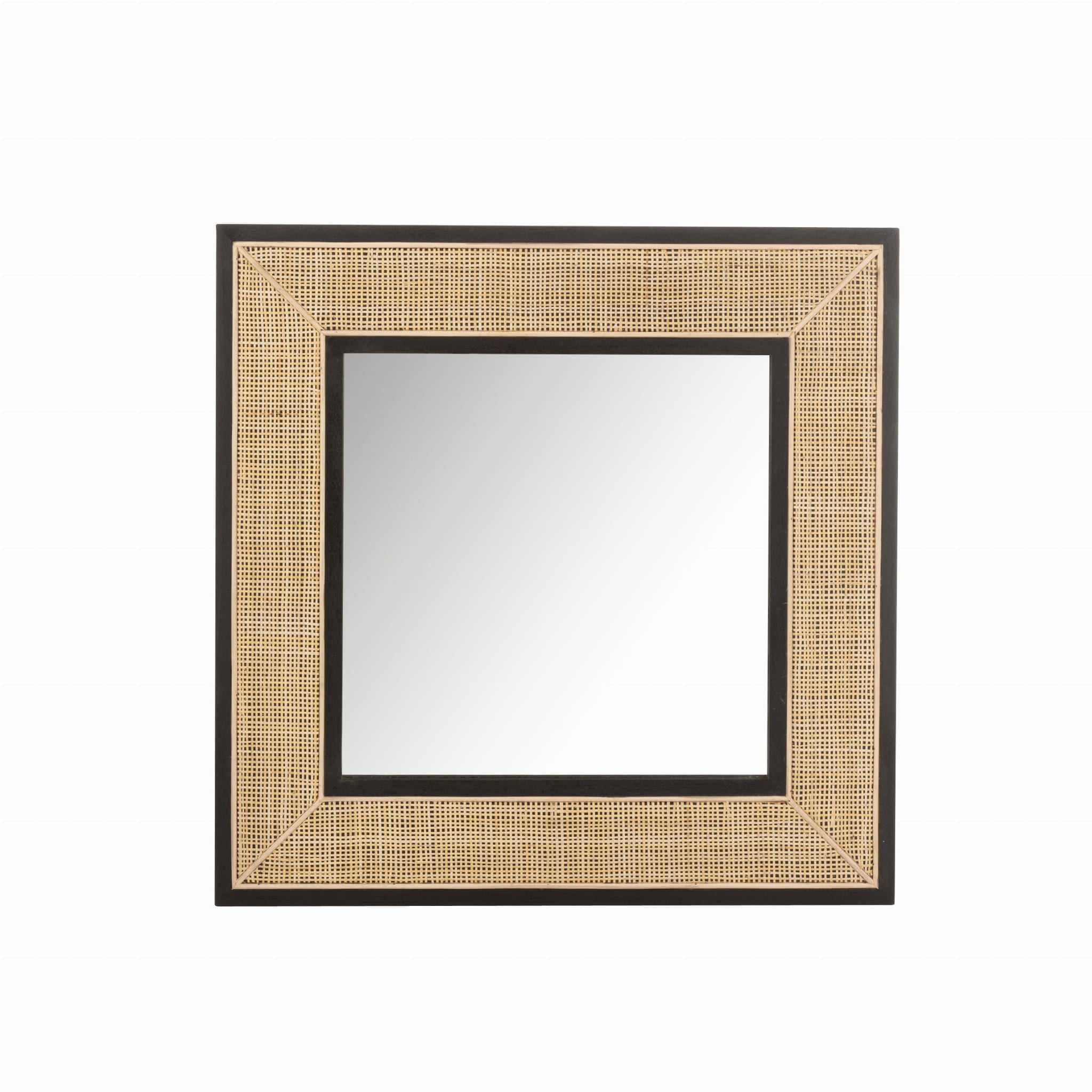 Lustro Molly w ramie z drewna i rattanu 80x80 cm J - LINE