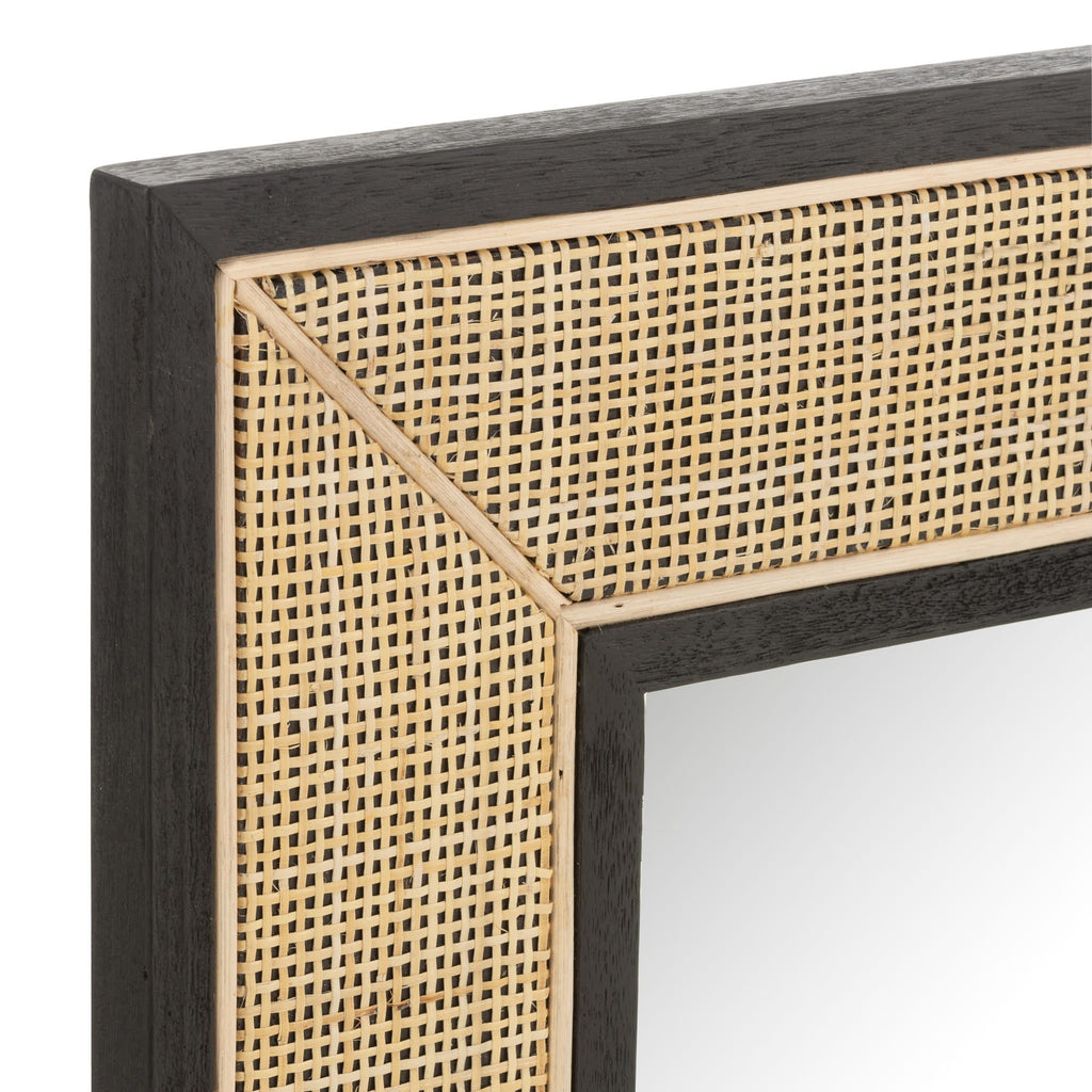 Lustro Molly w ramie z drewna i rattanu 80x80 cm J - LINE
