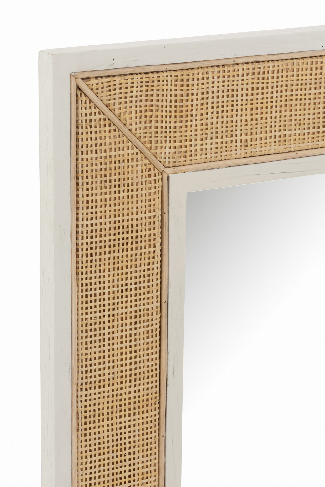 Lustro Molly w ramie z drewna i rattanu białe 80x80 cm J - LINE