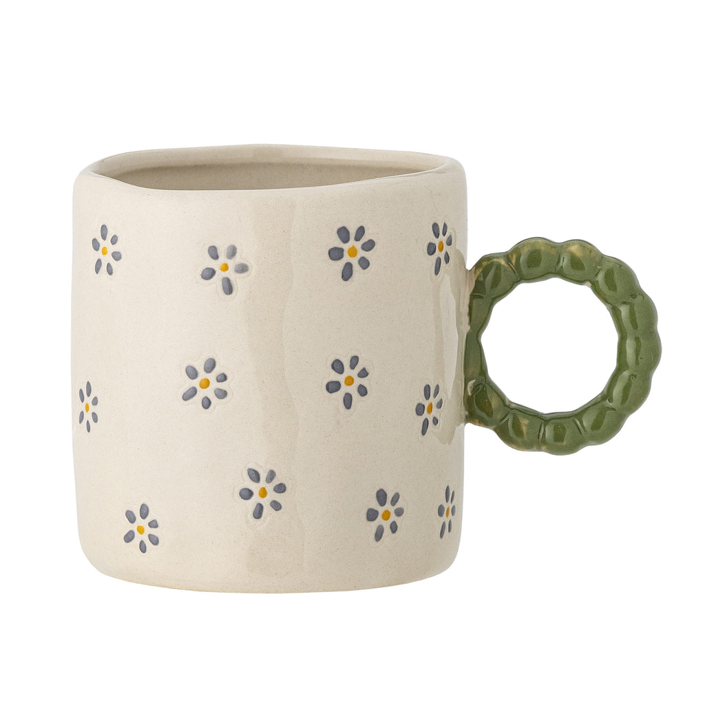 Mały kubek Dorthea zielone kwiatki Śr.7xH7 cm 180 ml dziecięcy / espresso Bloomingville