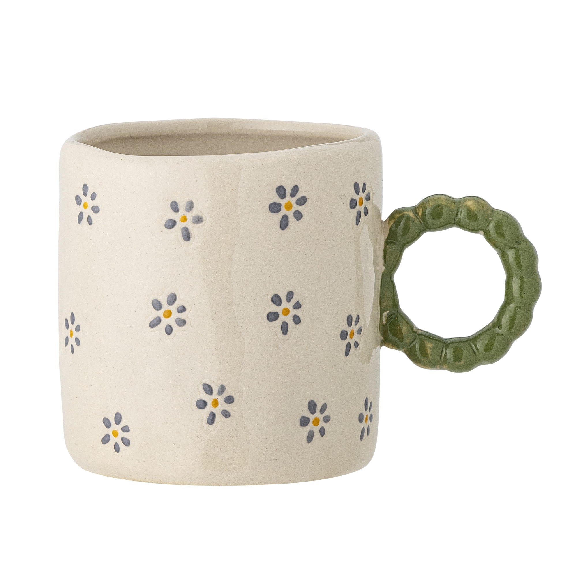 Mały kubek Dorthea zielone kwiatki Śr.7xH7 cm 180 ml dziecięcy / espresso Bloomingville