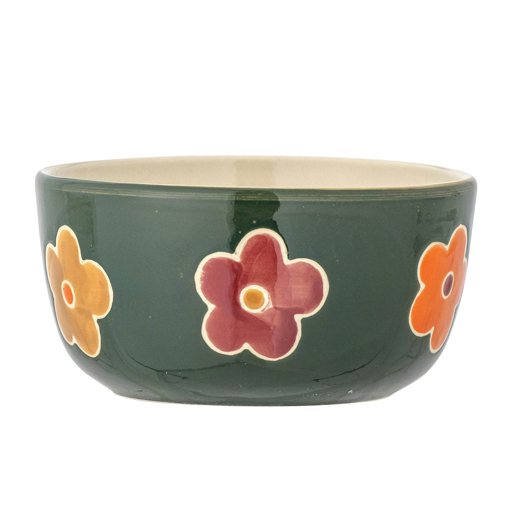 Miseczka Addy kwiatki zielona 360 ml ø12x6 cm Bloomingville