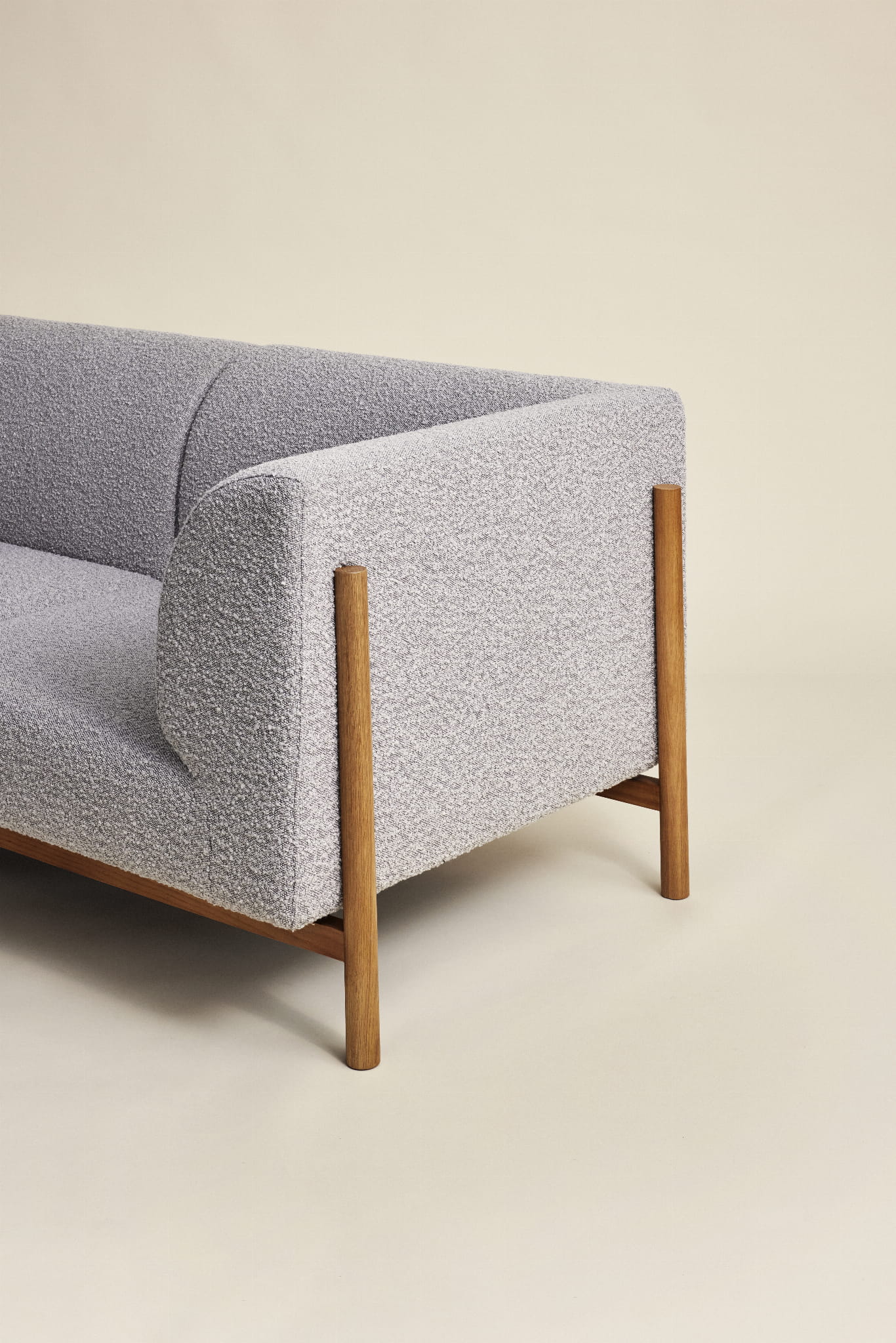 Moment sofa 3 - osobowa duża szara 257x89xh80cm Hübsch