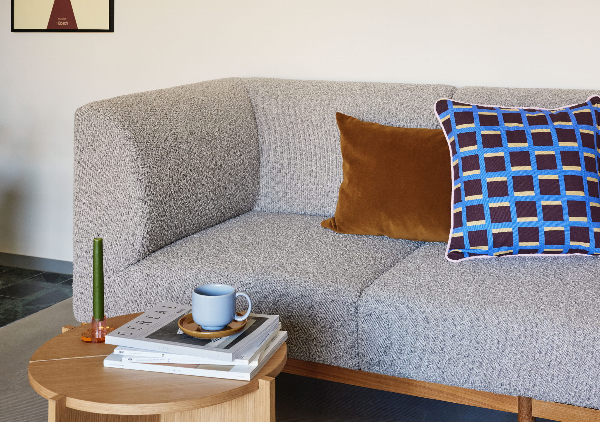 Moment sofa 3 - osobowa duża szara 257x89xh80cm Hübsch