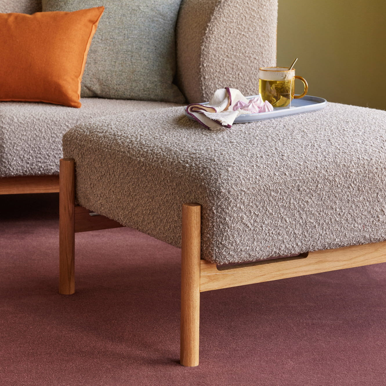 Moment sofa 3 - osobowa duża szara 257x89xh80cm Hübsch