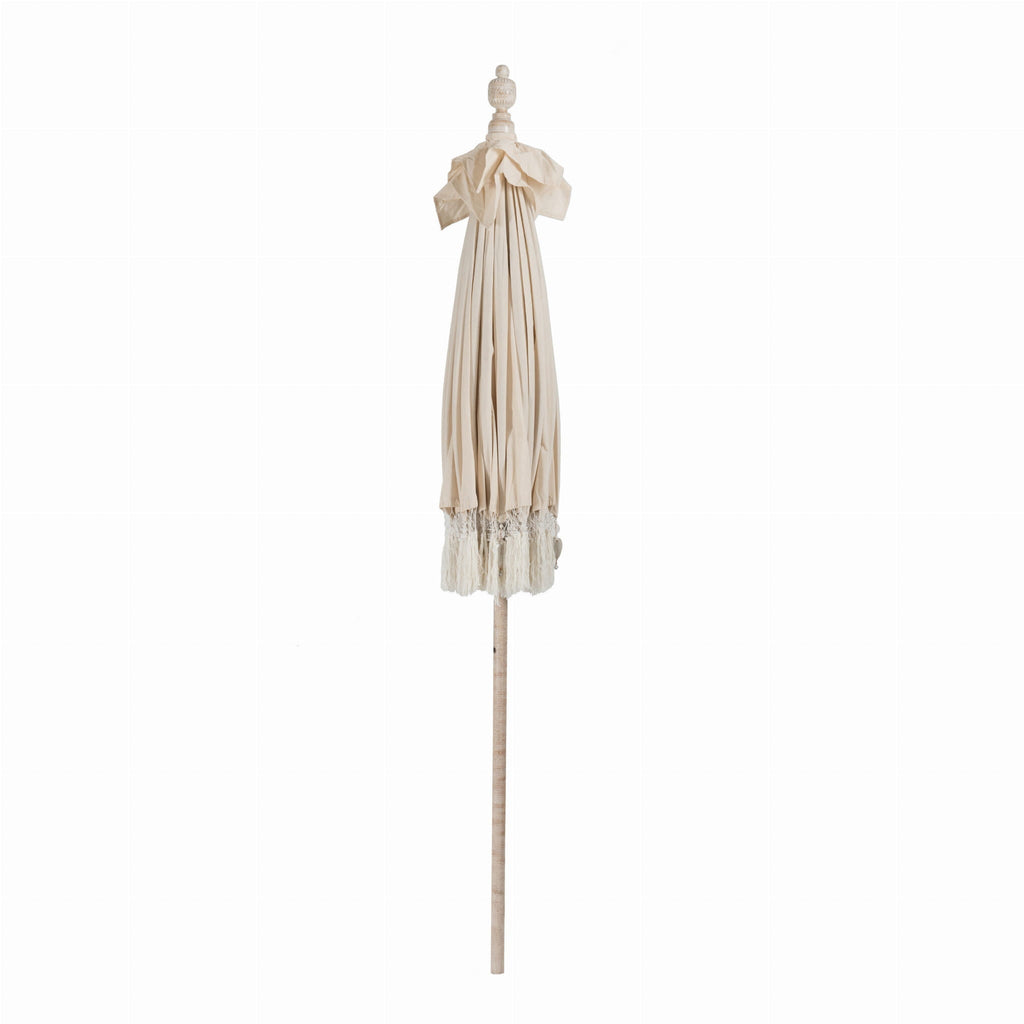 Parasol dekoracyjny Sophie kremowy z frędzlami 180x245cm J - LINE