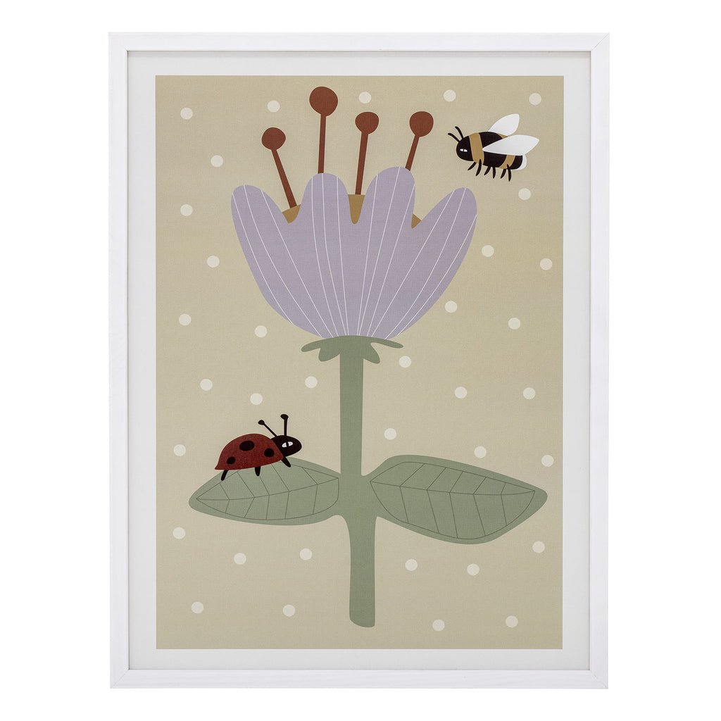 Plakat dziecięcy Ilustracja Numa w białej drewnianej ramie 32x42 cm Bloomingville