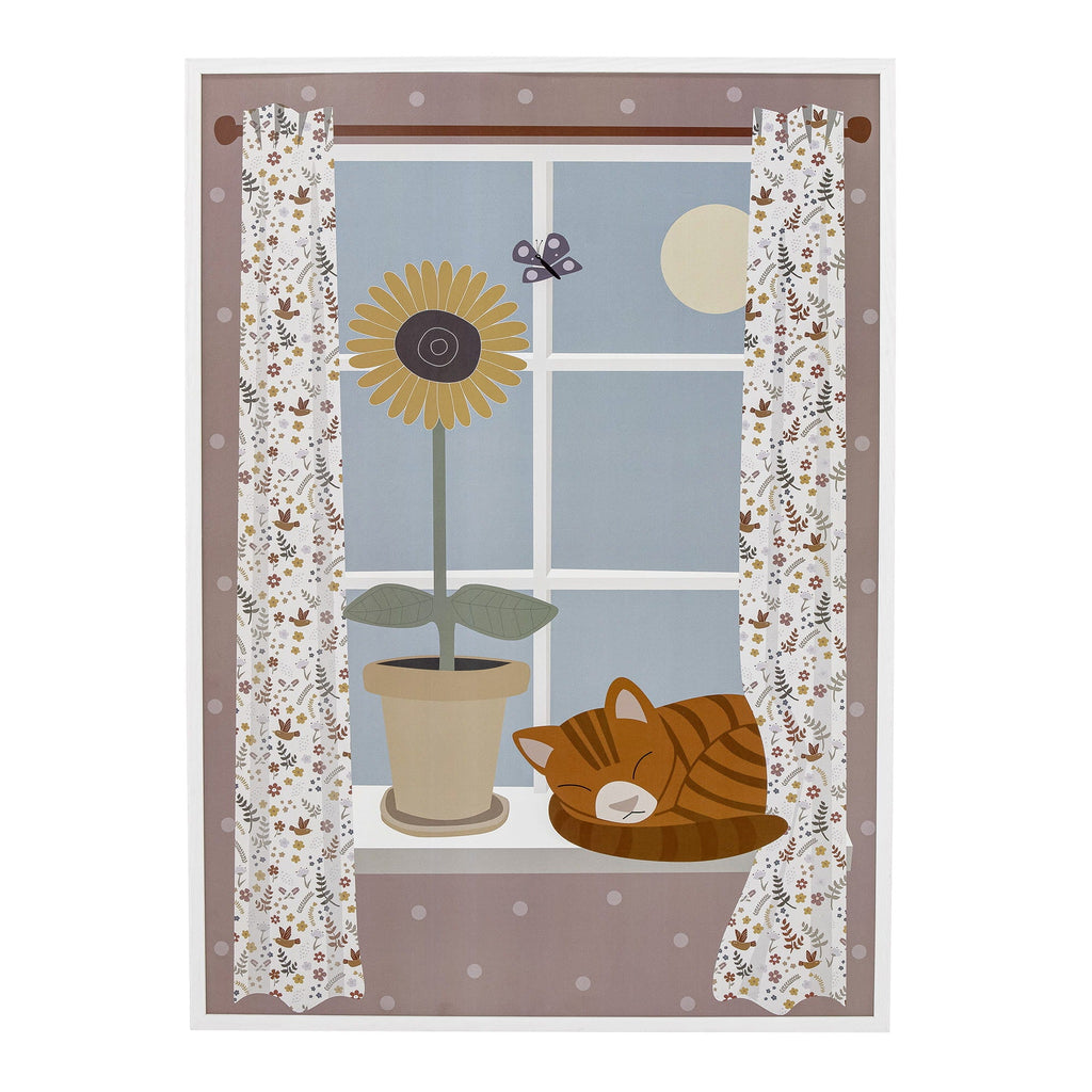 Plakat Ilustracja Nuala w białej drewnianej ramce 72x52 cm Bloomingville