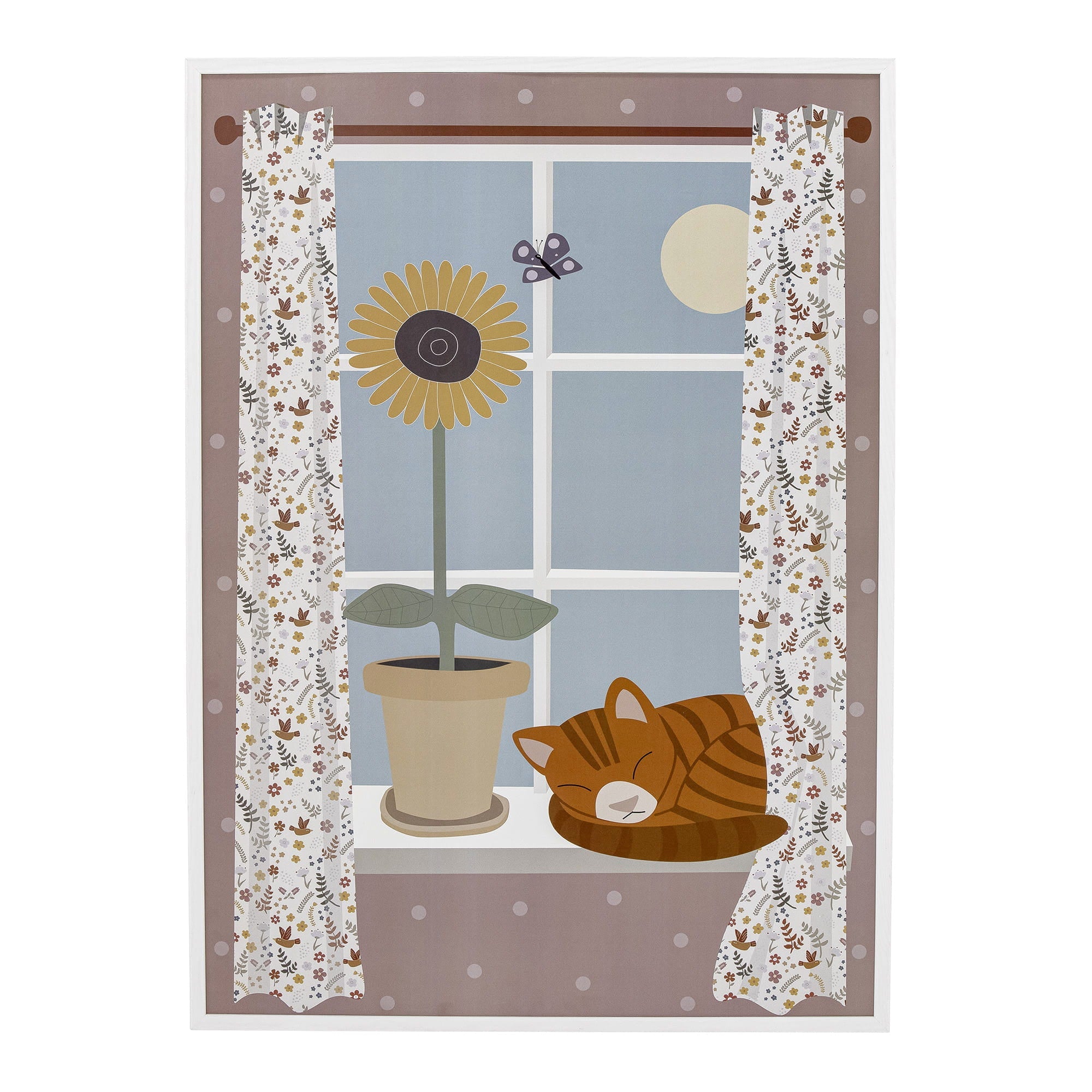 Plakat Ilustracja Nuala w białej drewnianej ramce 72x52 cm Bloomingville