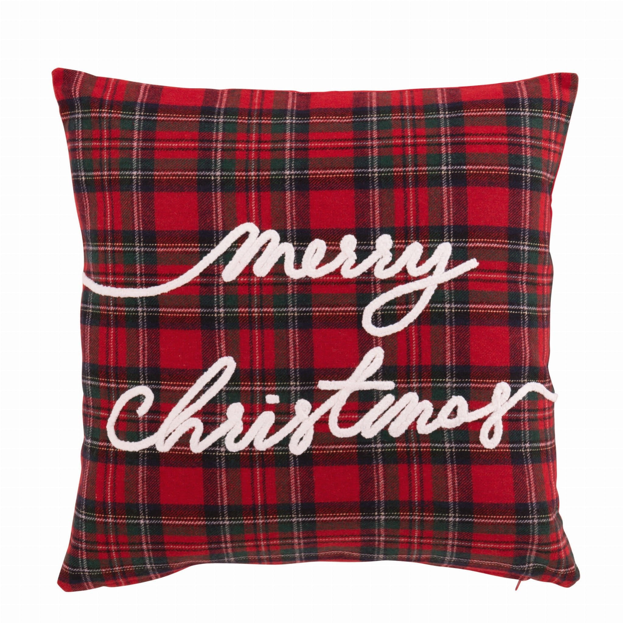Poduszka świąteczna MERRY CHRISTMAS w kratę 45x45 cm J - LINE