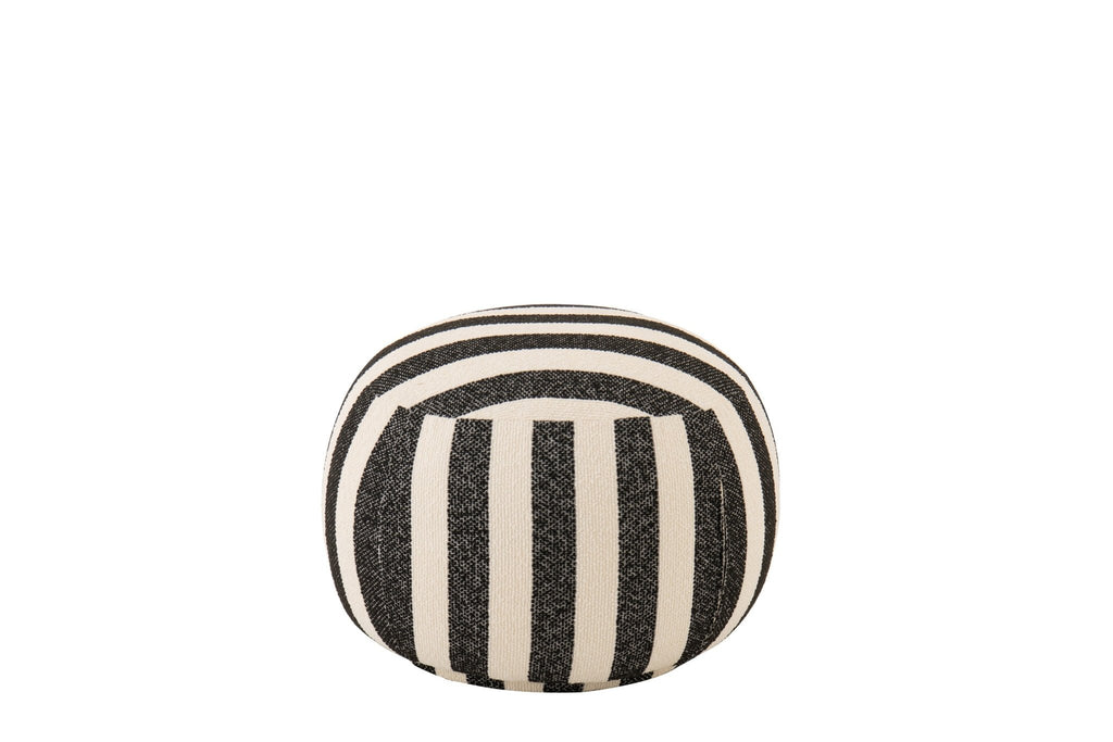 Puf BENTO w pasy czarny/złamana biel 62x62x45 cm J - LINE