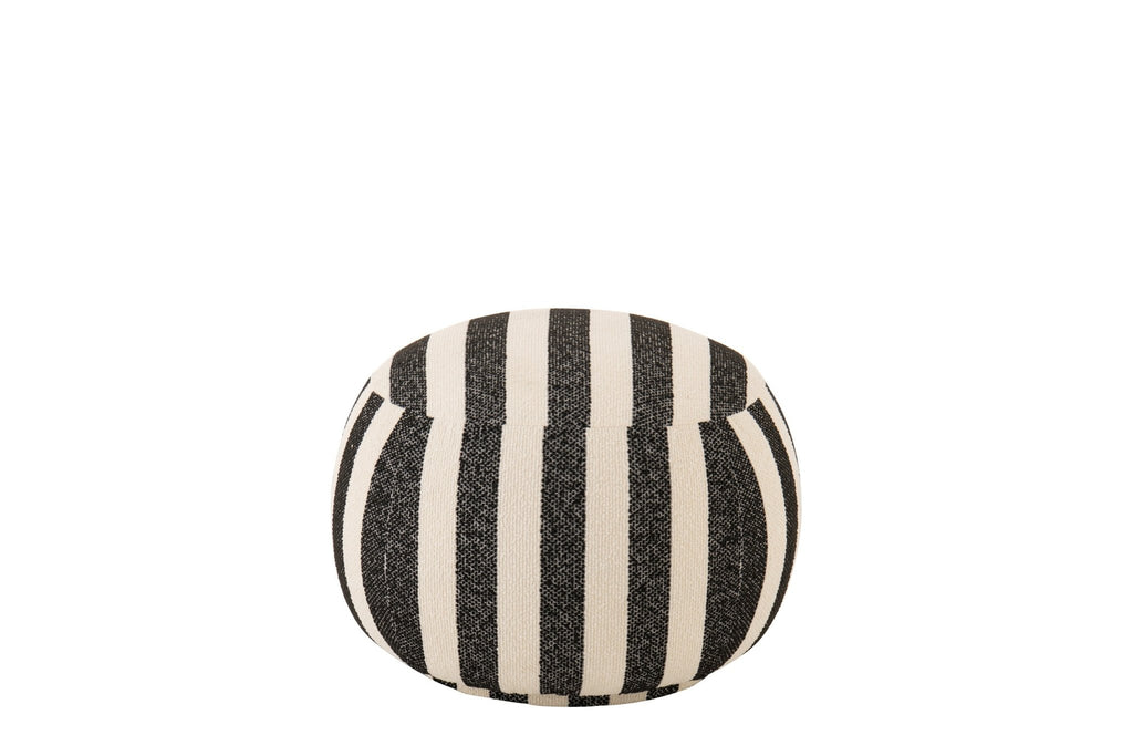 Puf BENTO w pasy czarny/złamana biel 62x62x45 cm J - LINE