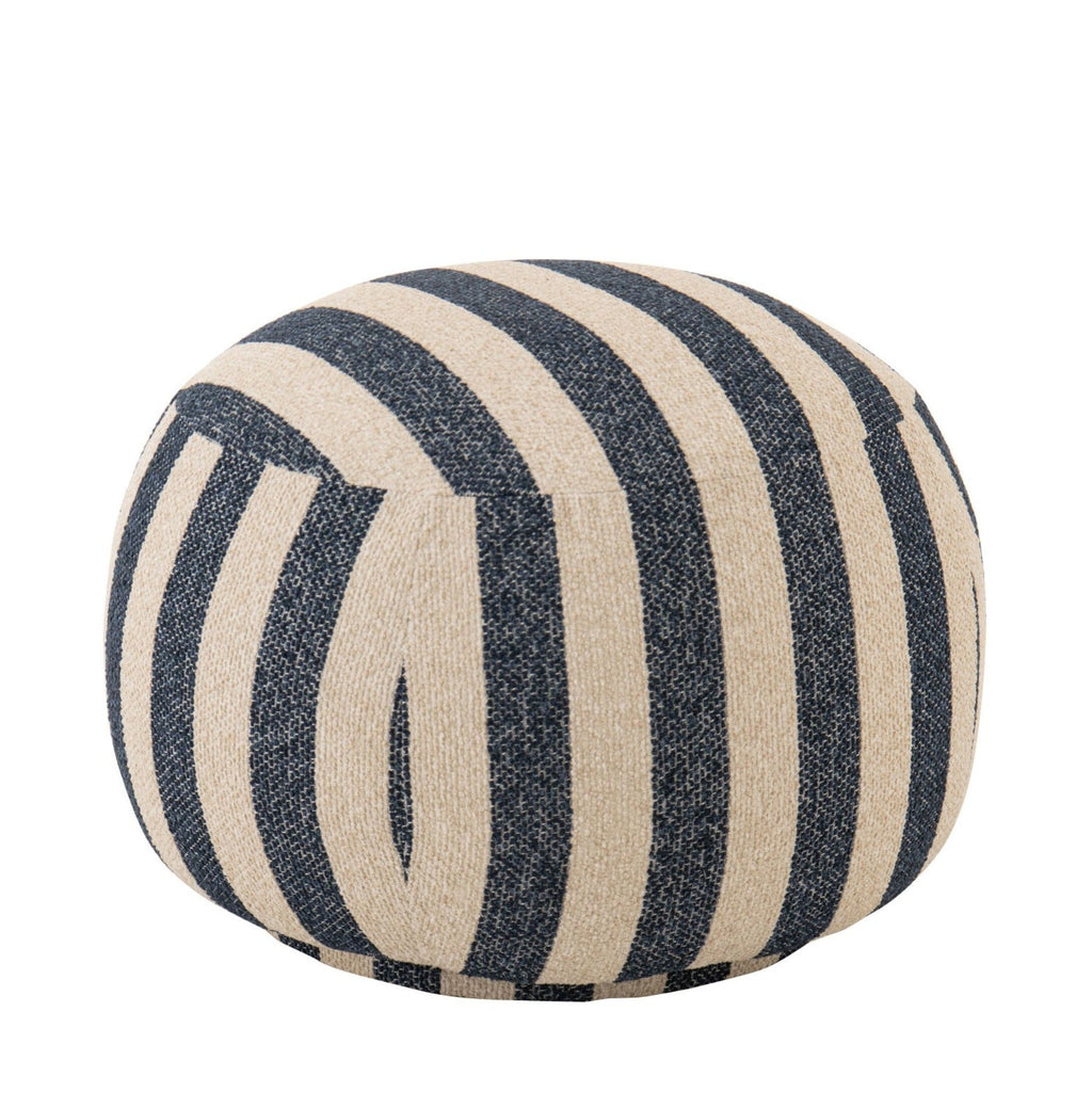 Puf BENTO w pasy granat/złamana biel 62x62x45 cm J - LINE