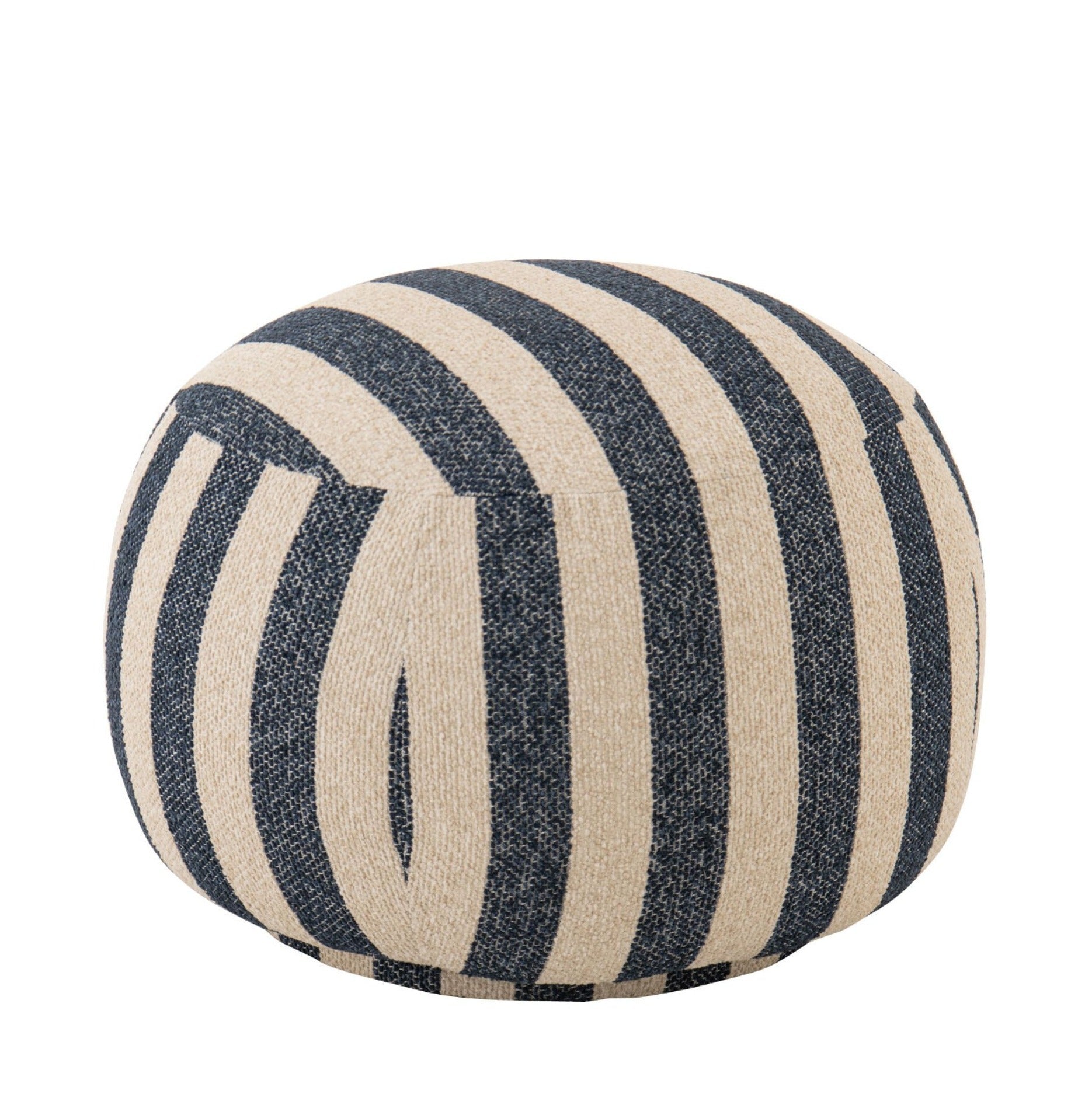 Puf BENTO w pasy granat/złamana biel 62x62x45 cm J - LINE