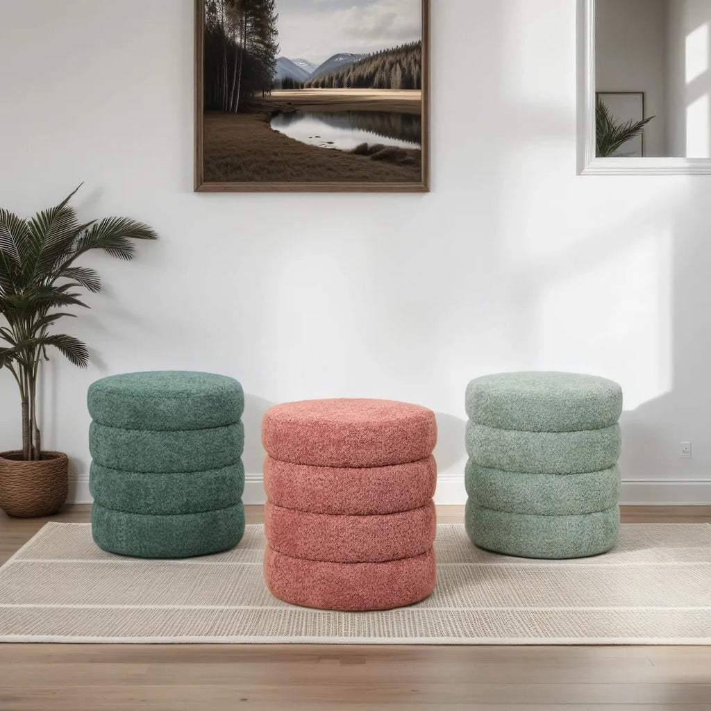 Puf boucle Quatro brudny róż ø42x46 cm Zago