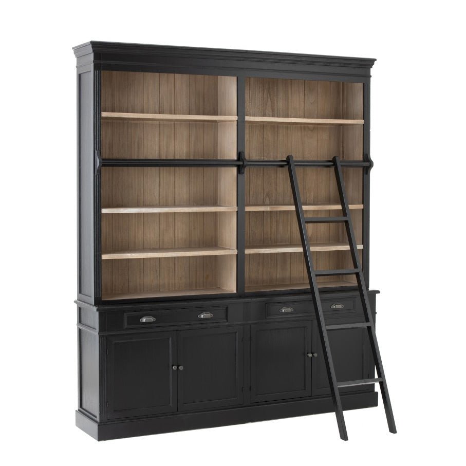 Regał biblioteczka Library z drabiną 200x232 cm czarny J - LINE