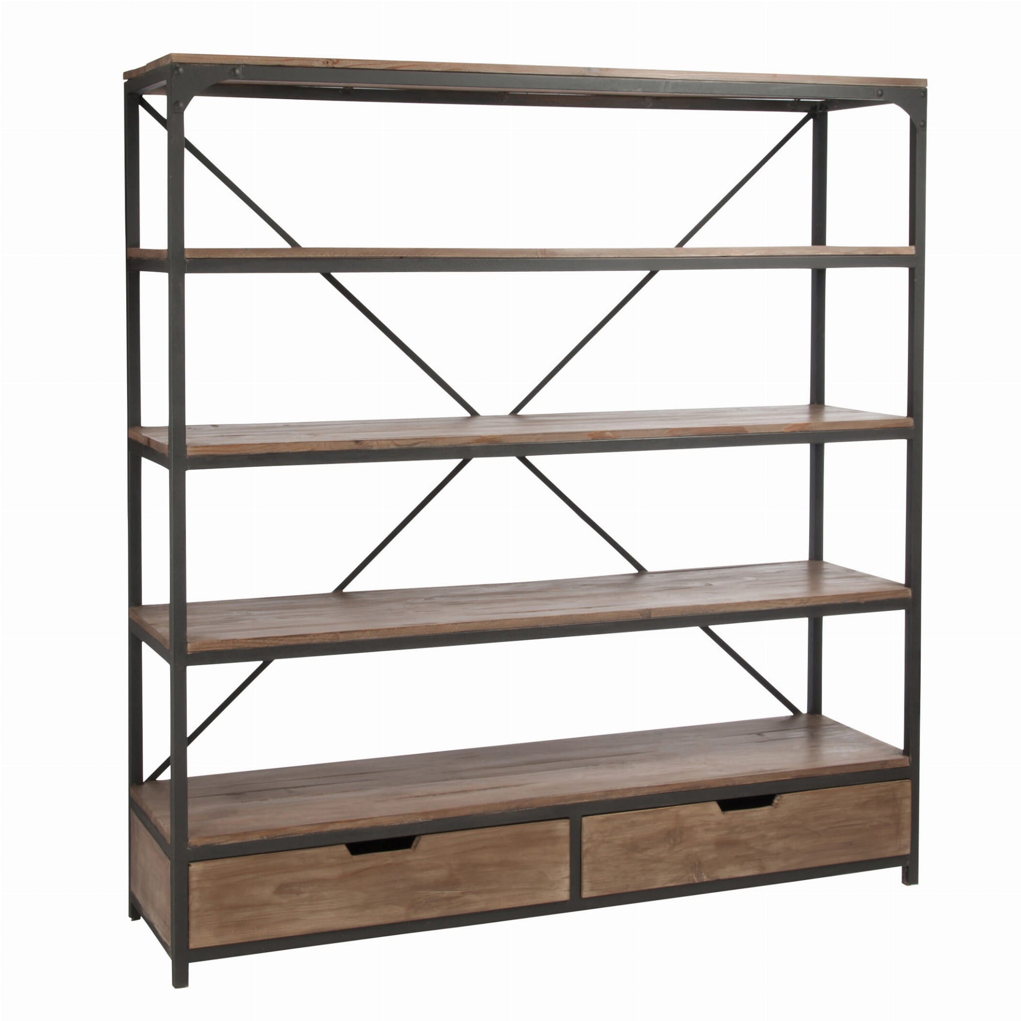 Regał FORGE drewno metal 180x45xh190 cm J - LINE