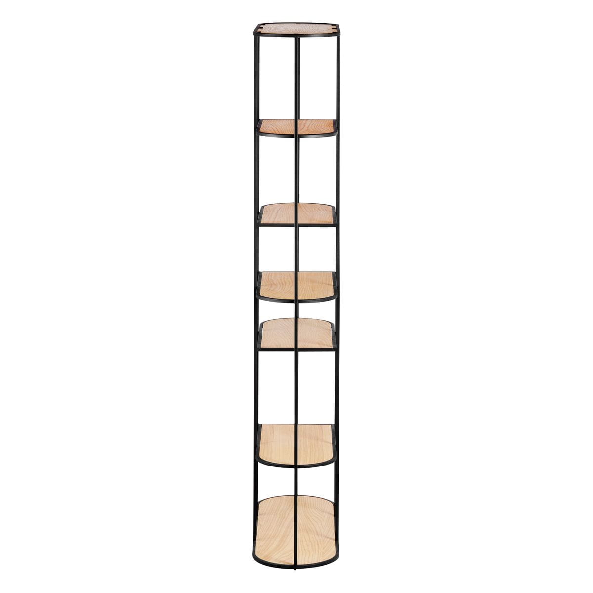 Regał Grayson dąb naturalny metal zaokrąglone krawędzie 180 cm Zago