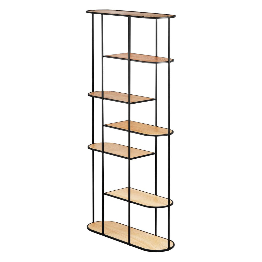 Regał Grayson dąb naturalny metal zaokrąglone krawędzie 180 cm Zago