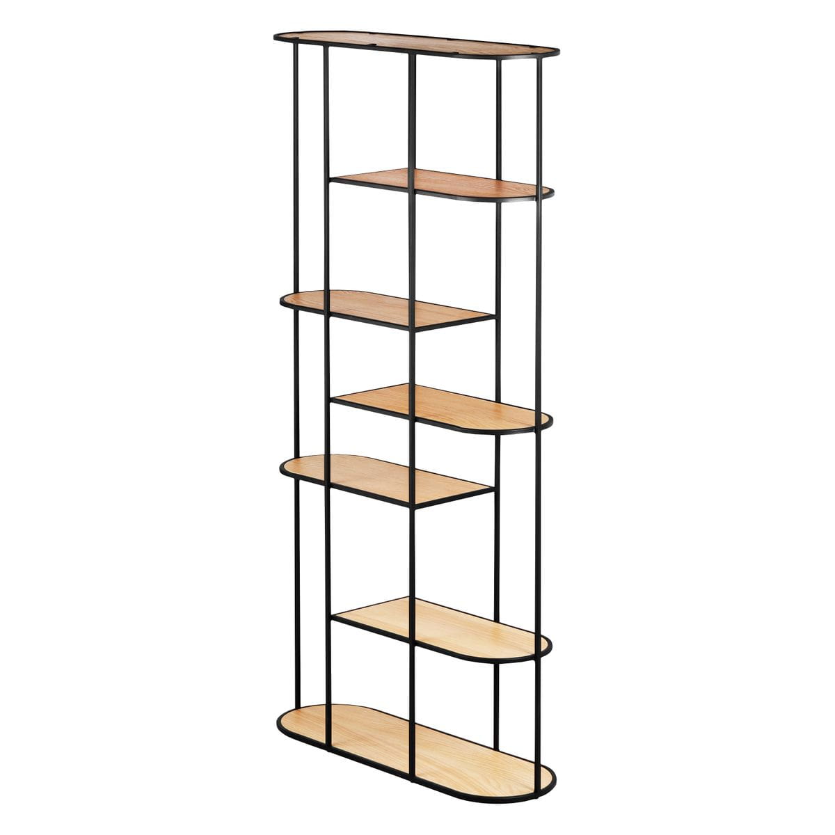 Regał Grayson dąb naturalny metal zaokrąglone krawędzie 180 cm Zago